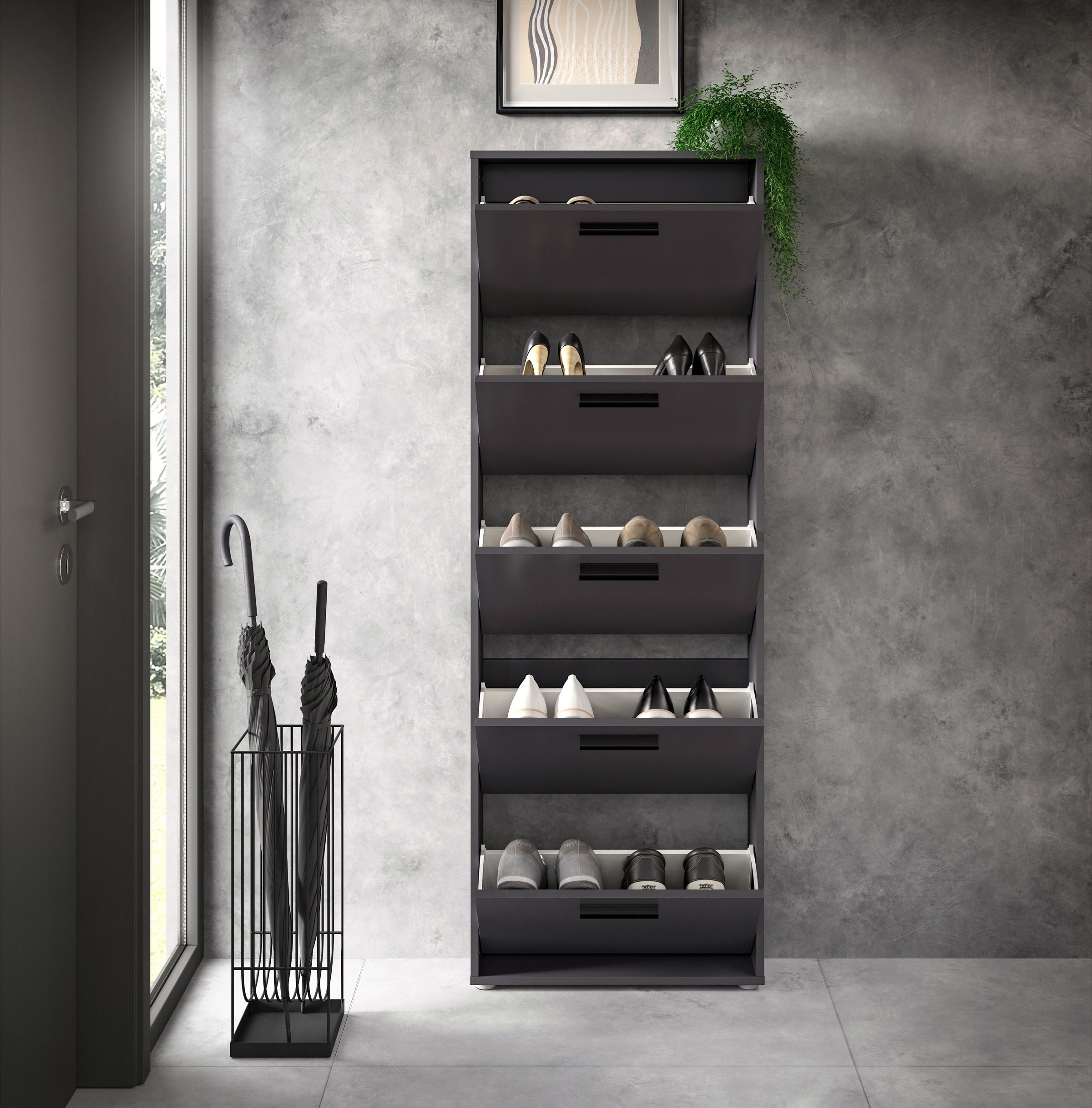 HBZ Schuhkommode »Sam Schuhkipper, Schuhschrank BxHxT 59x169x17 cm«, (1 St.), mit 5 Klappen