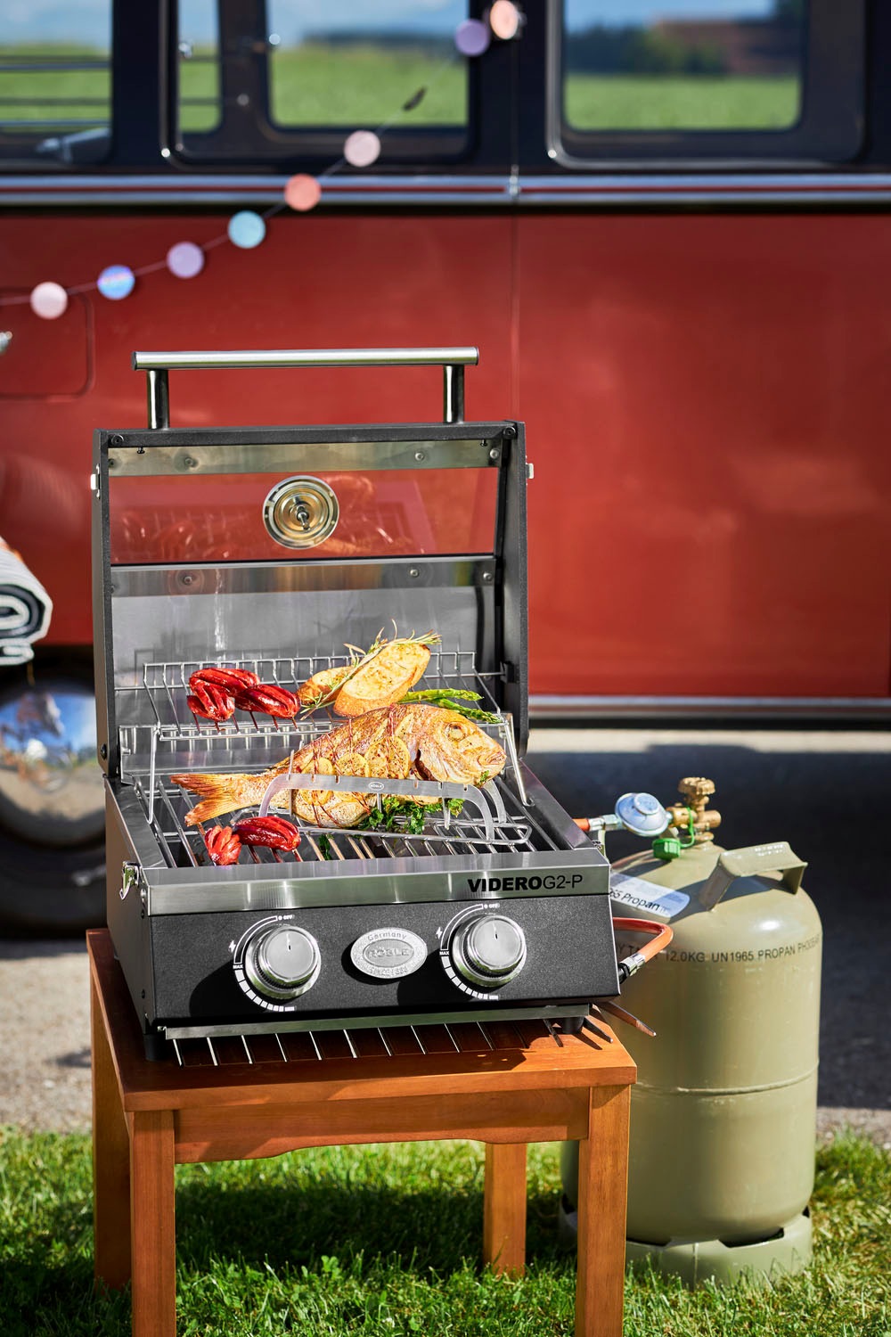 RÖSLE Grillrost »25071«, (1 St.), Aufsatz zur Zubereitung von Fisch, Größe einstellbar, Edelstahl 18/10