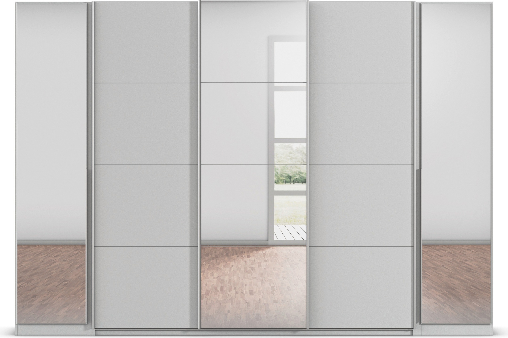rauch Schwebetürenschrank »Agordo«, (im angesagten Mix aus Dreh- und Schwebetüren), optional mit Spiegel und zwei Griff-Farben MADE IN GERMANY