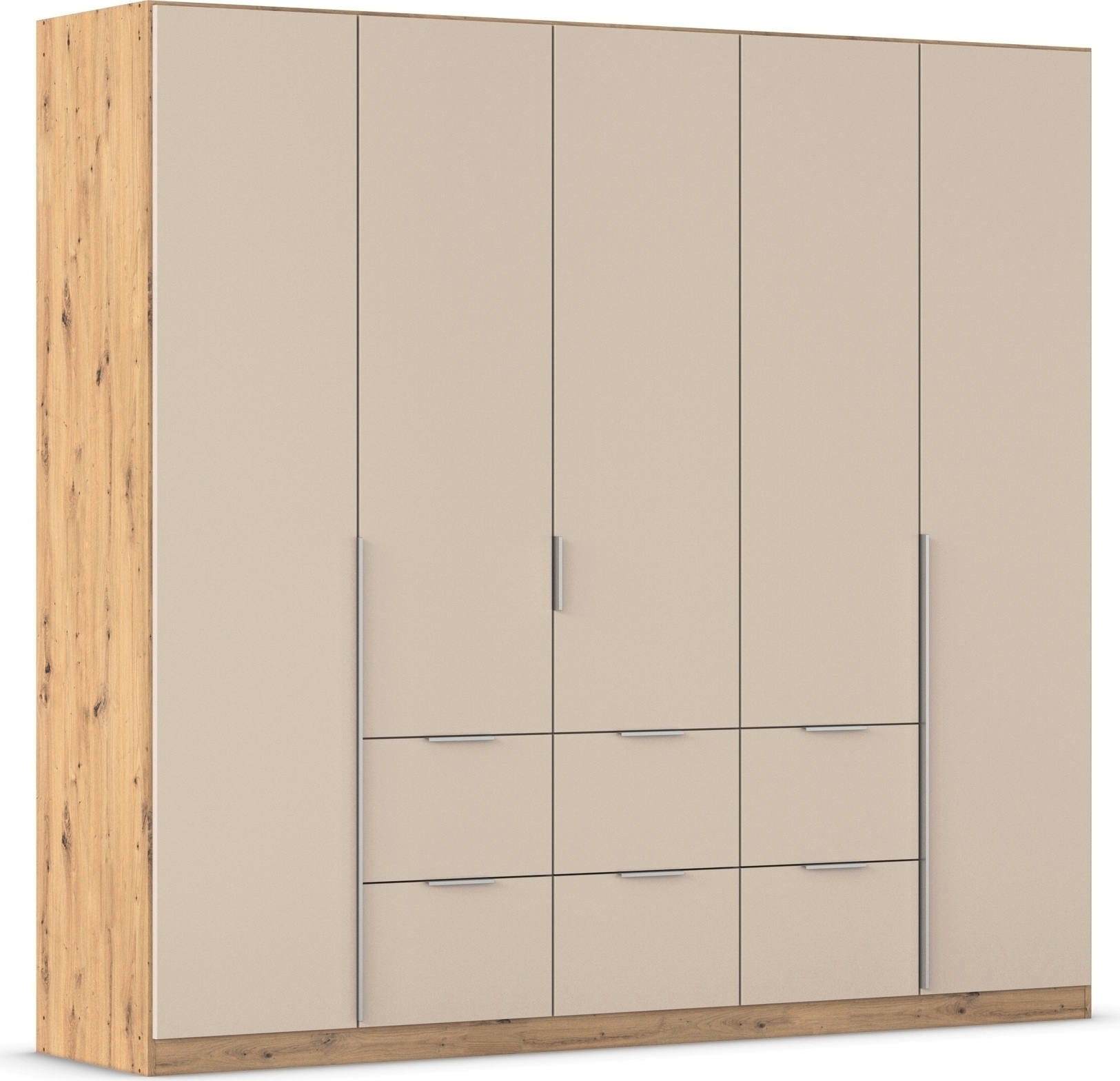 OTTO home Drehtürenschrank »Kleiderschrank Schrank Garderobe AGORDO mit Dekor- oder Hochglanzfront« in zwei Griff-Farben, Breite 226 cm,  mit Außenschubkästen, Serie in 7 Breiten und 2 Höhen MADE IN GERMANY