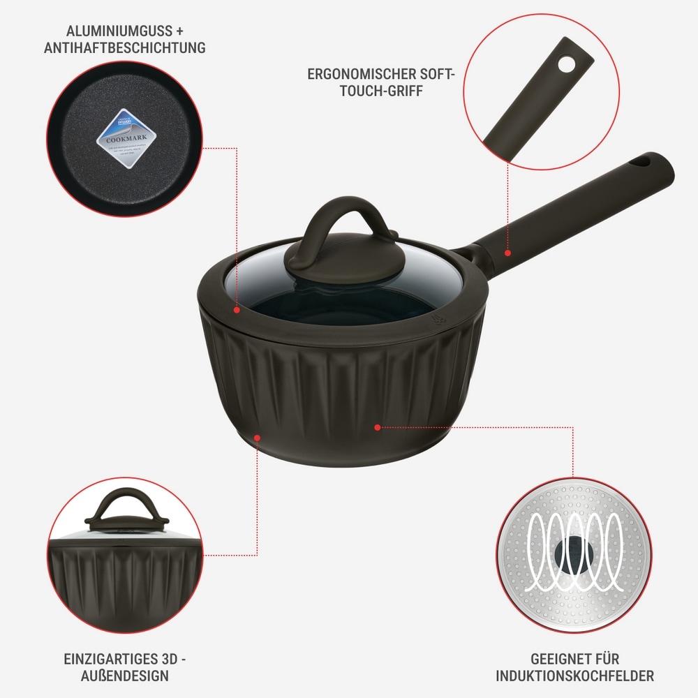 RESTO Kitchenware Kasserolle »Ascella, Schmortopf antihaftbeschichtet und spülmaschinenfest« 2 Stk. tlg. Aluminiumguss