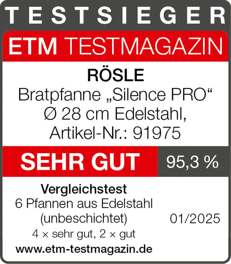 RÖSLE Bratpfanne »SILENCE PRO«, Edelstahl 18/10, (1 tlg.), Universalpfanne, spülmaschinen- und induktionsgeeignet, 28 cm