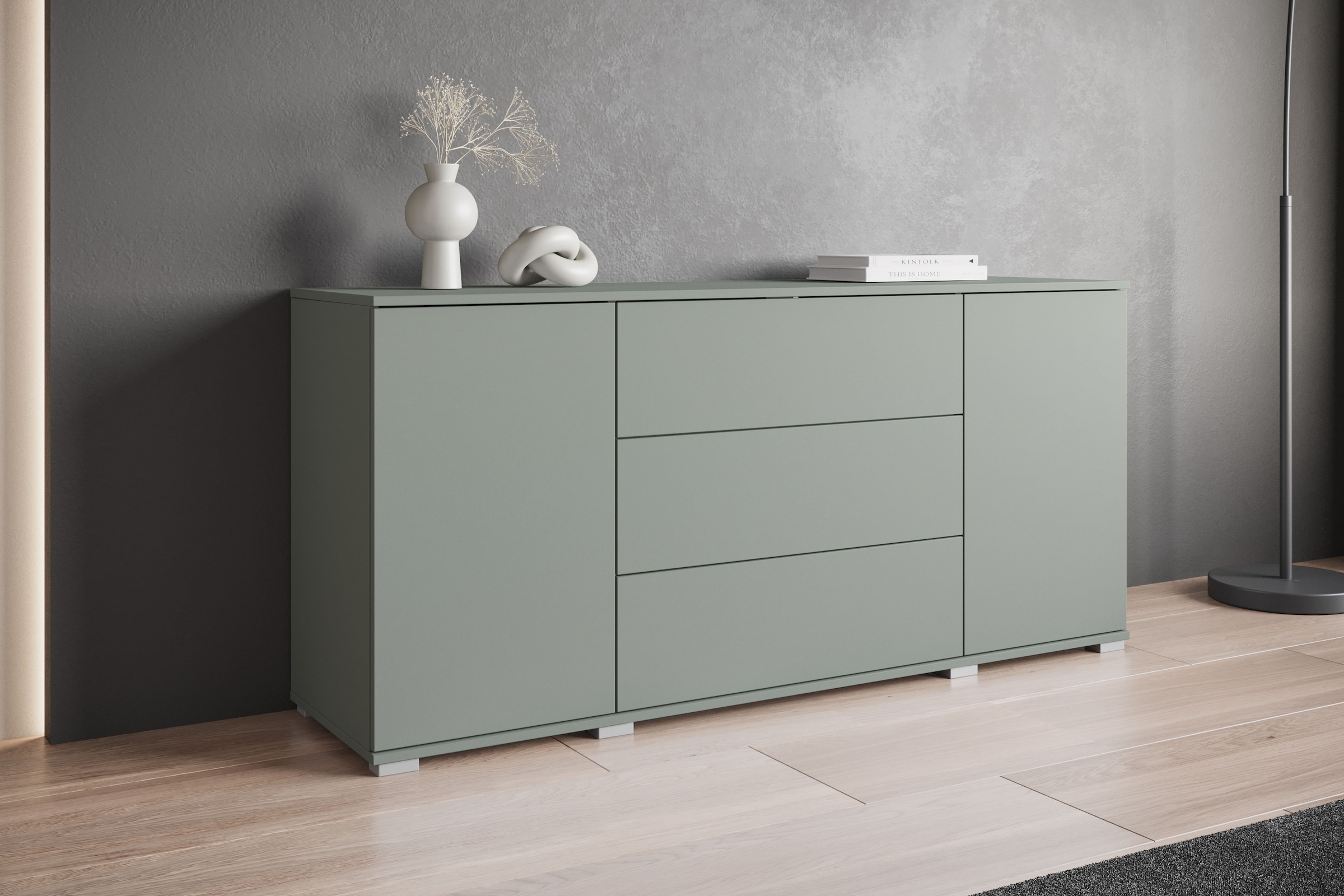 INOSIGN Sideboard »Kenia, Kommode für das Schlafzimmer/Wohnzimmer«, (1 St.), Modernes Sideboard mit 3 Schubladen und 4 Fächern, Breite 150 cm
