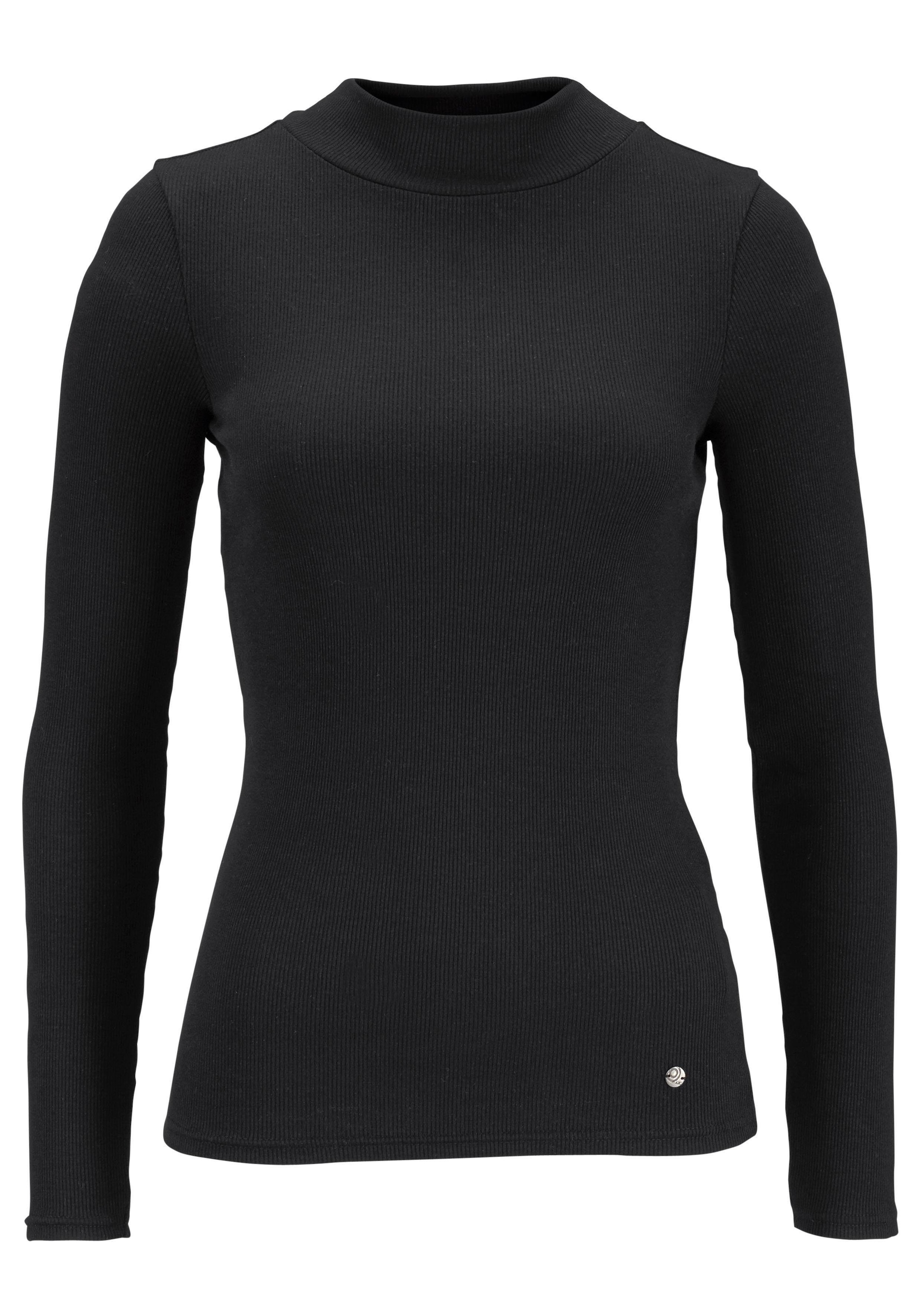 AJC Langarmshirt, langärmelig, Basic-Stil, Stehkragen, ideal für Büro und Freizeit