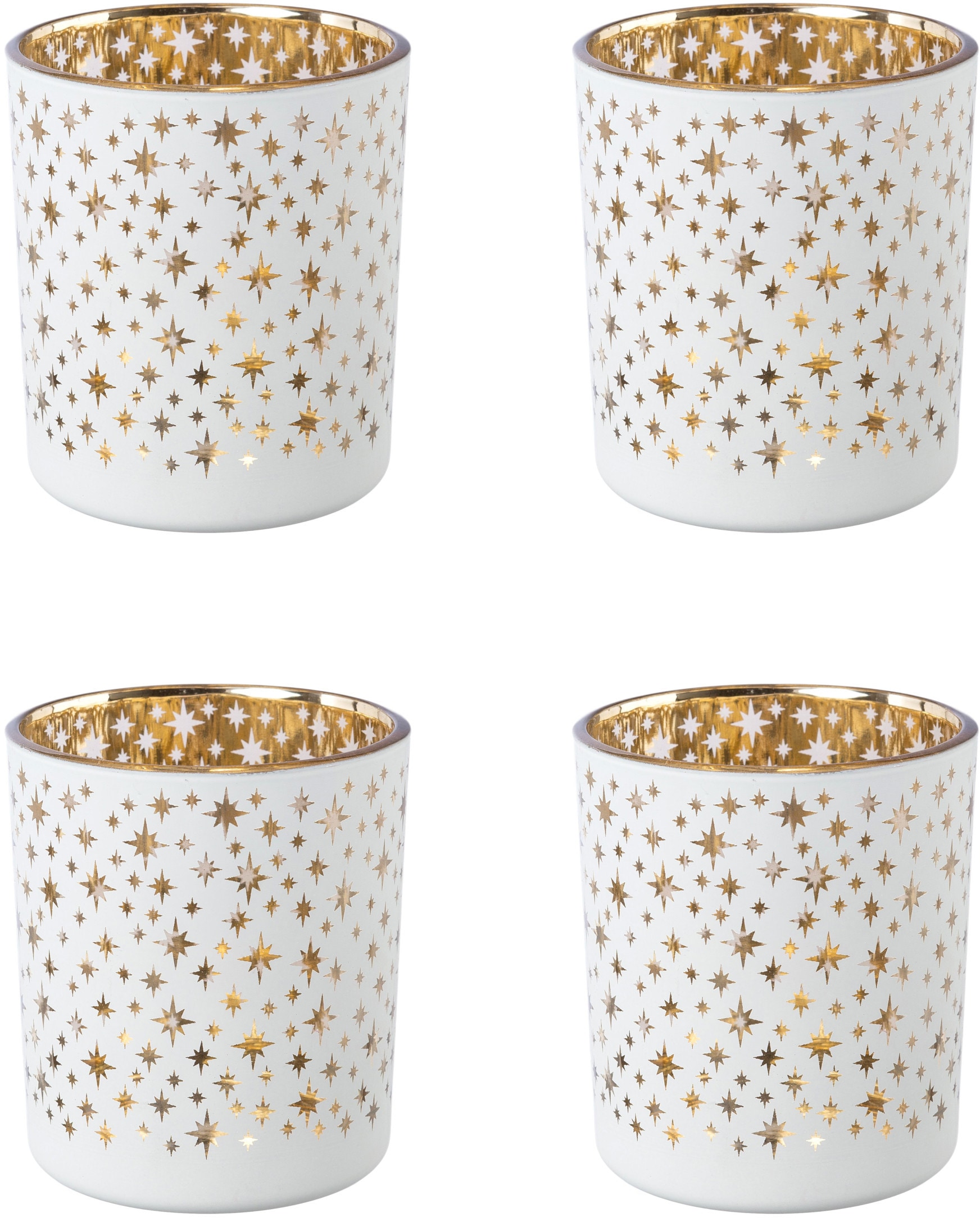 Creativ deco Teelichthalter »Weihnachtsdeko«, St.), bestellen auf goldfarbener (4 mit Rechnung Innenseite