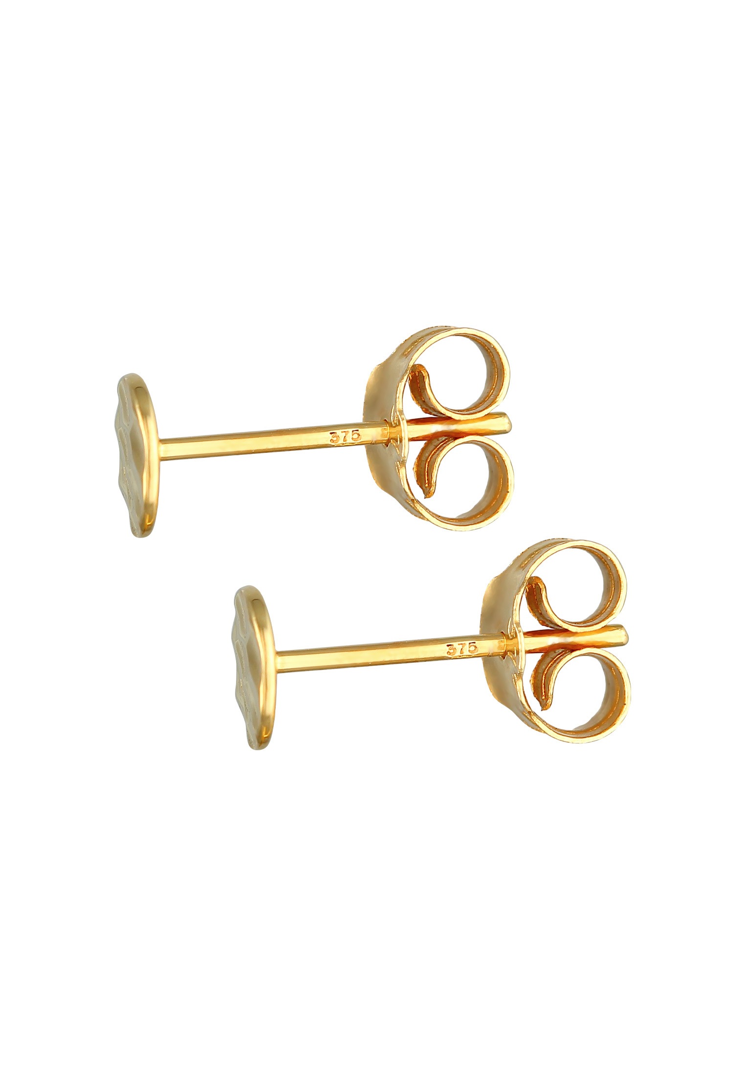 Elli Premium Paar Ohrstecker »Ohrringe Plättchen Rund Gehämmert Geo Organic 375 Gelbgold«