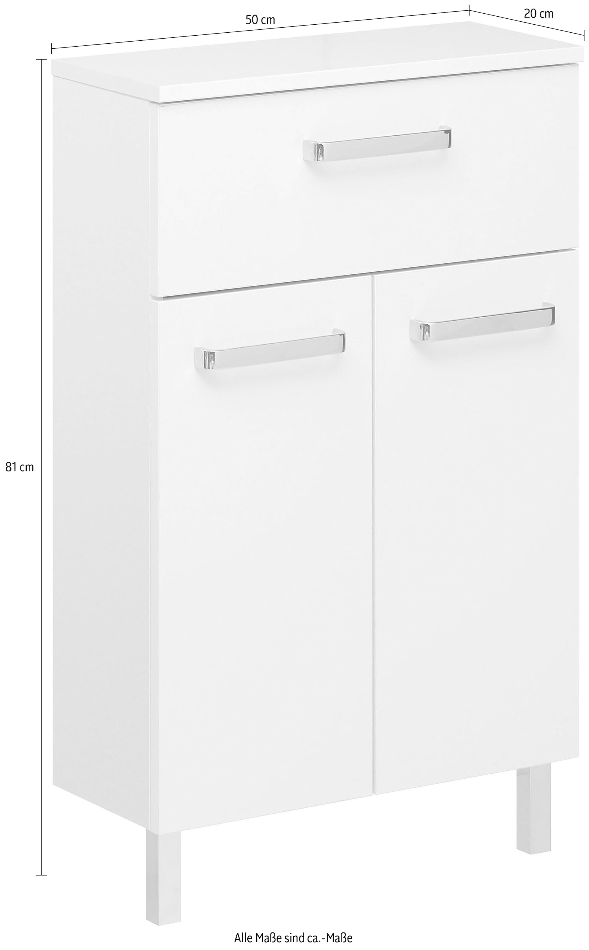 Saphir Unterschrank »Quickset Badschrank mit 2 Türen, 1 Schublade, 50 cm breit« Badezimmer-Unterschrank inkl. Türdämpfer, Griffe in Chrom Glanz