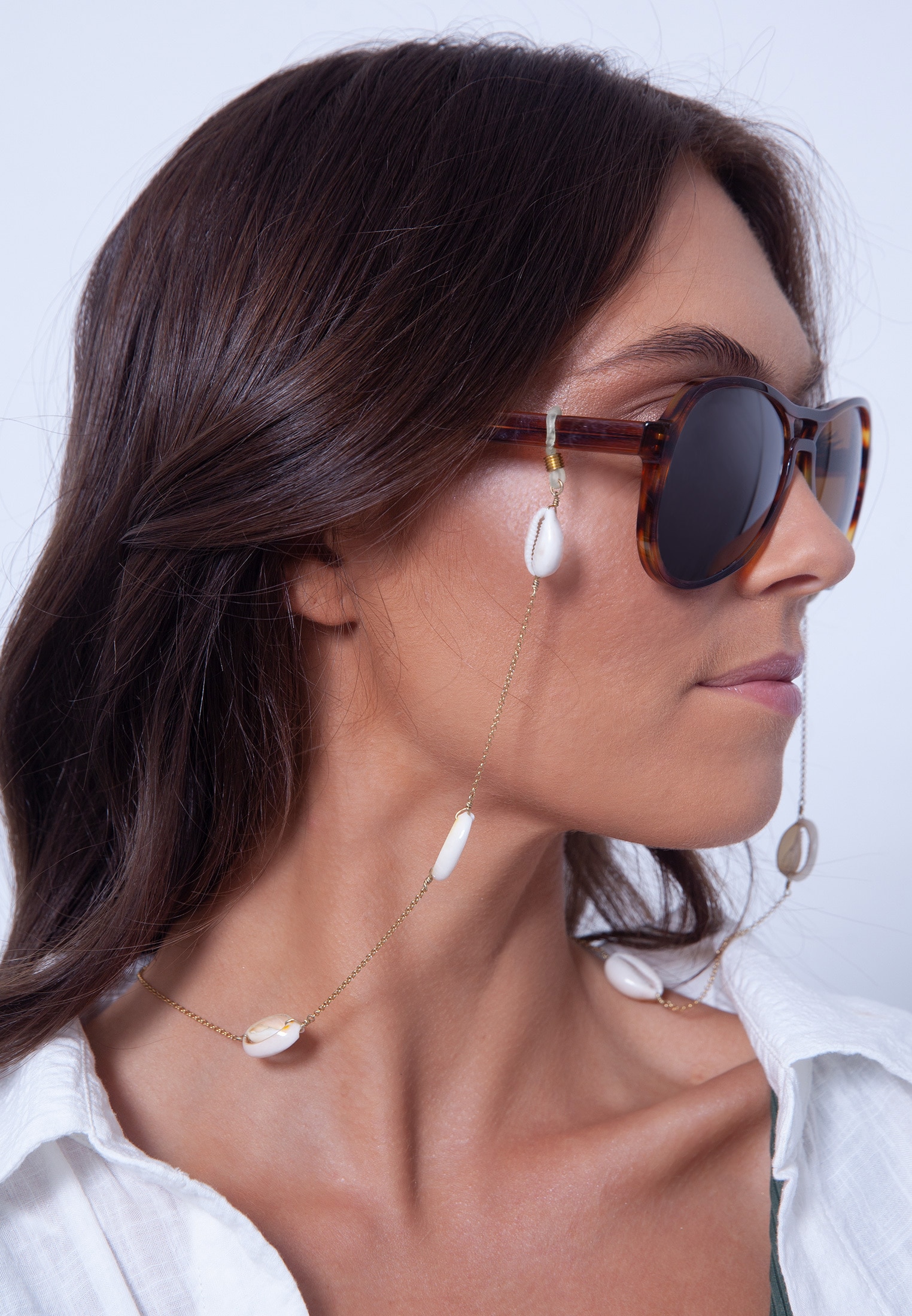 Elli Schmuckset »Schmuckzubehör Brillenkette Kauri Muschel Beach 925 Silber«