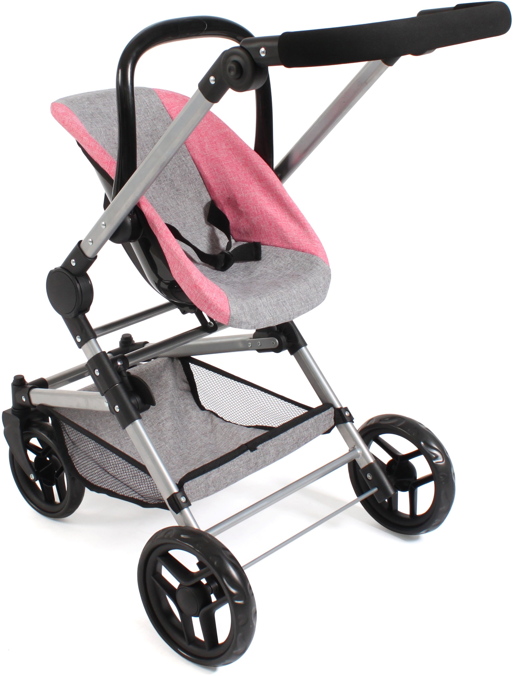 CHIC2000 Kombi-Puppenwagen »Fides 3in1, Melange Pink«, mit Babywanne, Sportsitz und Autositz