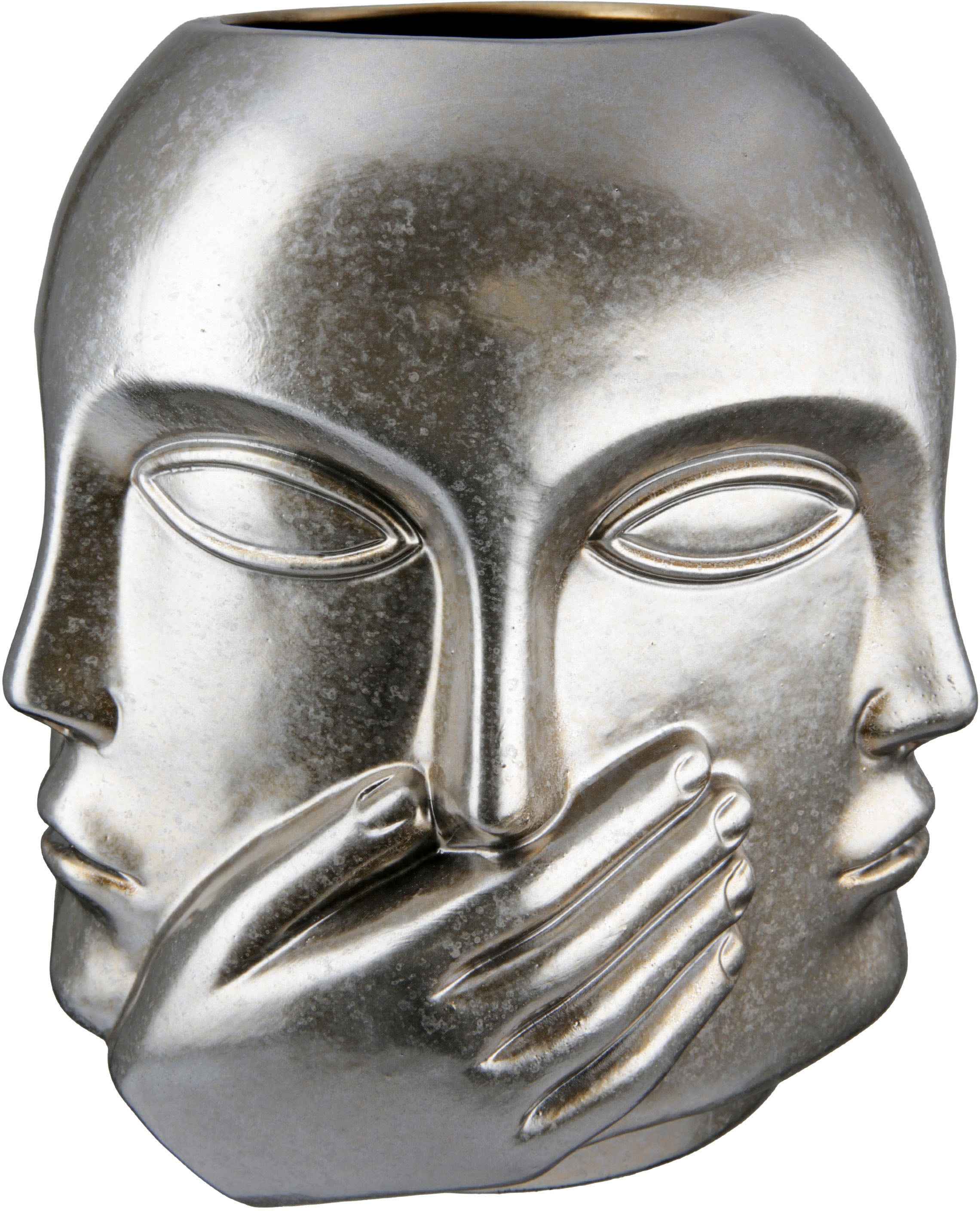 Casablanca by Gilde Tischvase »Ponto, nichts sehen, hören, reden, Höhe ca. 23 cm« dekorative Vase aus Keramik, Blumenvase