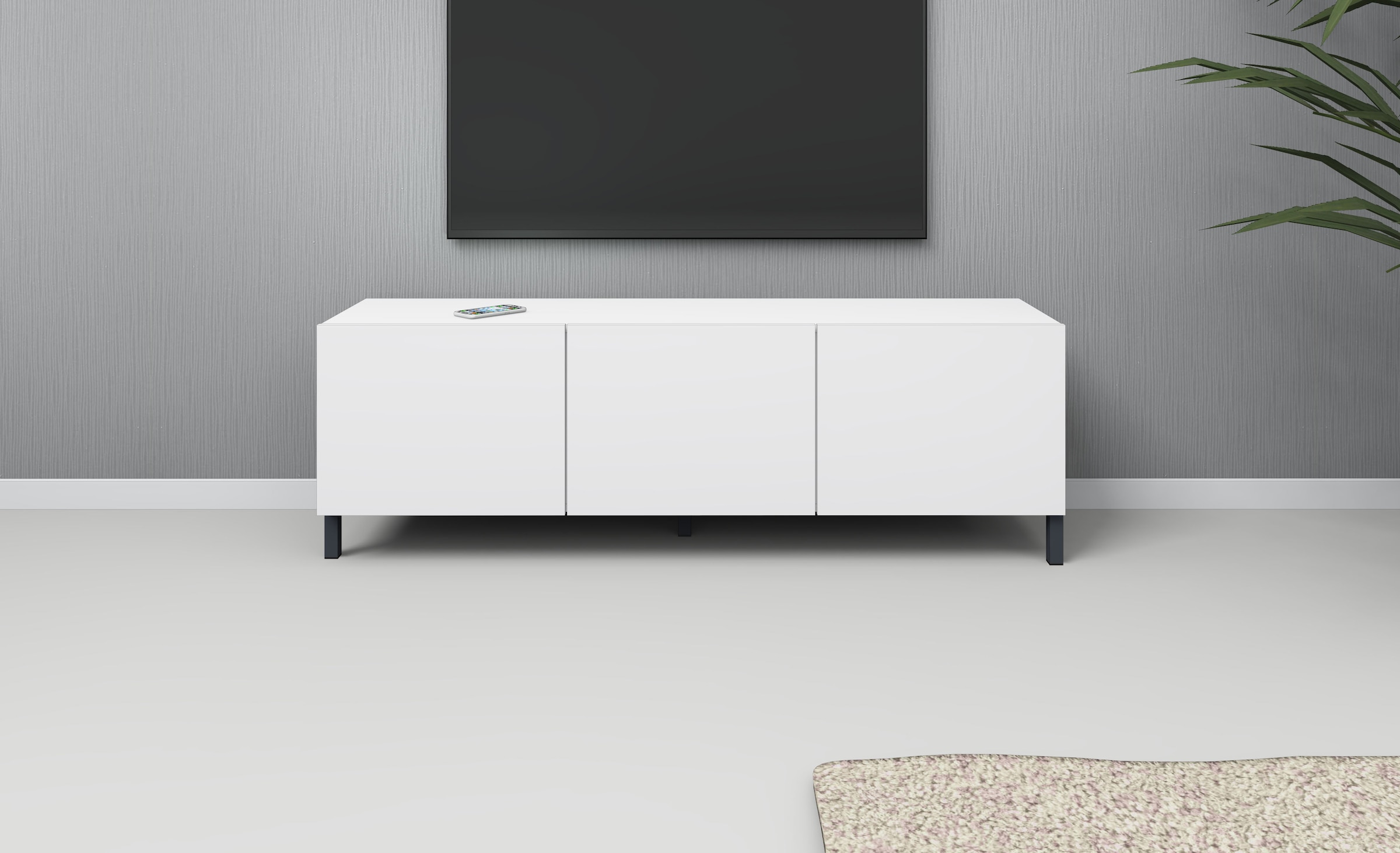 borchardt Möbel Lowboard "Sophia, TV-Schrank mit Metallfüßen" Modernes TV-Board, Breite 139 cm, 3-türig
