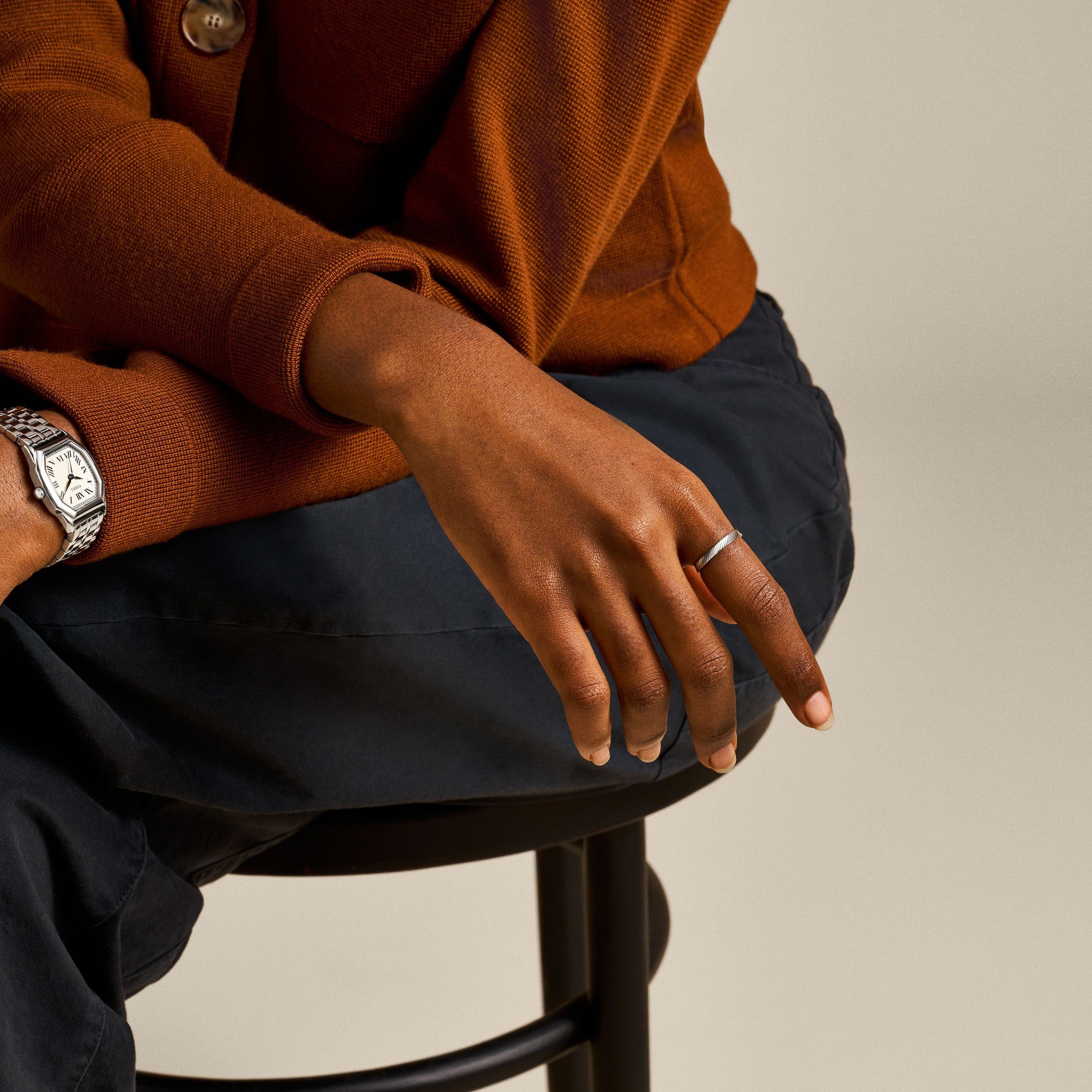 Fossil Fingerring »Schmuck Edelstahl Ring Harlow Linear Texture, JF04756710, JF04757040«