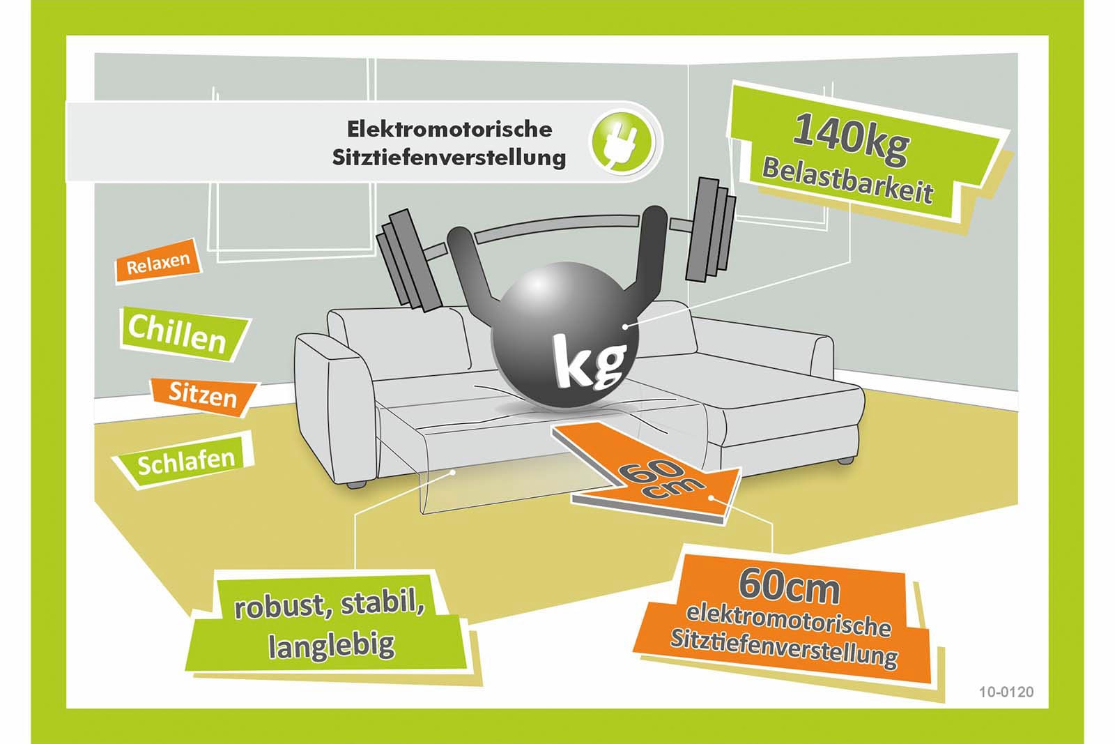 Jockenhöfer Gruppe Ecksofa »Move, L-Form, B: 270cm, mit 60 cm elektrischer Sitztiefenverstellung« 140kg Belastbarkeit je Sitz, Kopfteilverstellung & USB-Anschluss