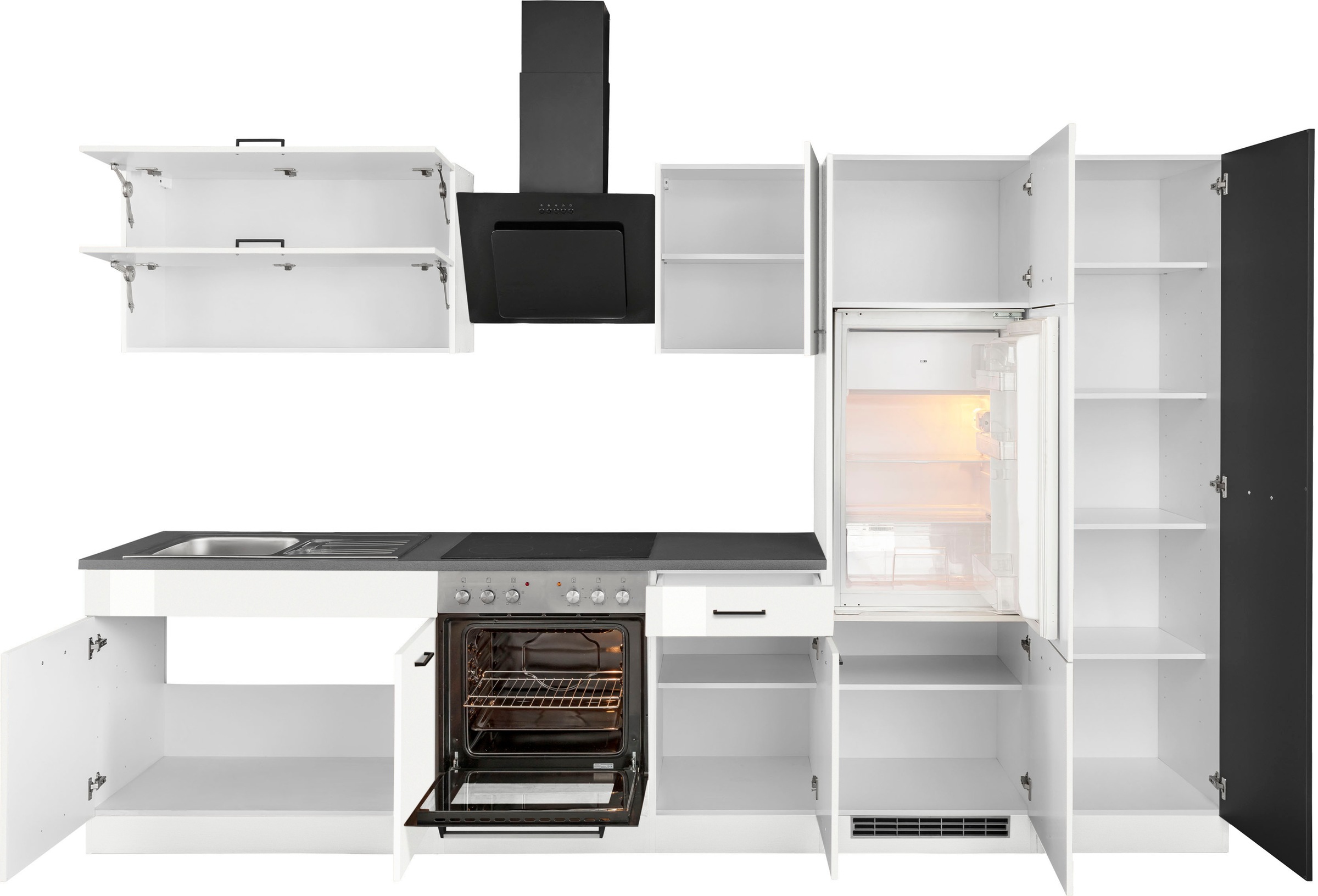 HELD MÖBEL Küchenzeile Breite E-Geräten, bestellen 320 cm Raten »Trier«, mit auf