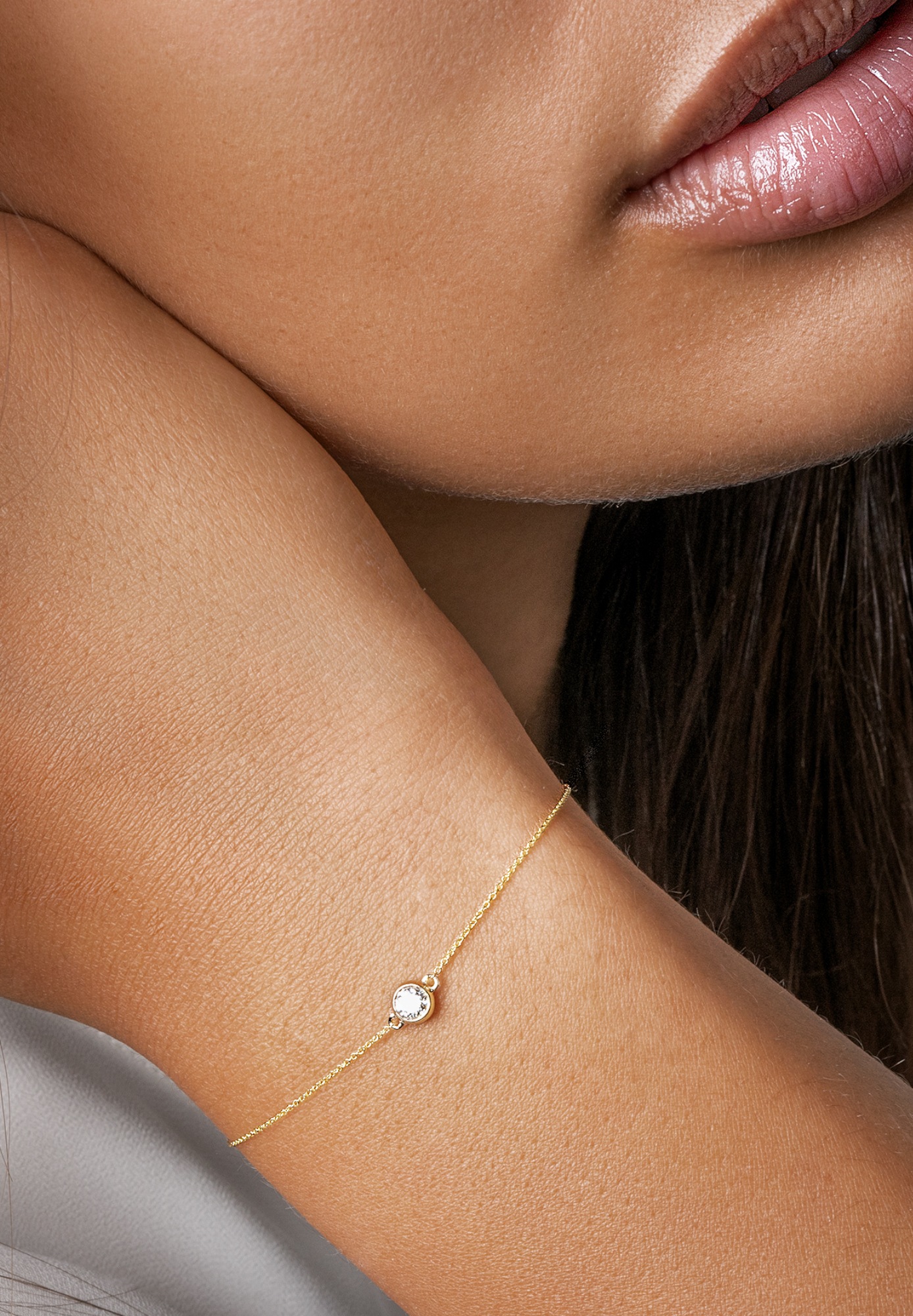 ONE ELEMENT Goldarmband »0,04 ct Diamant Brillant Armband Rundankerkette aus 585 Gelbgold  19 cm«