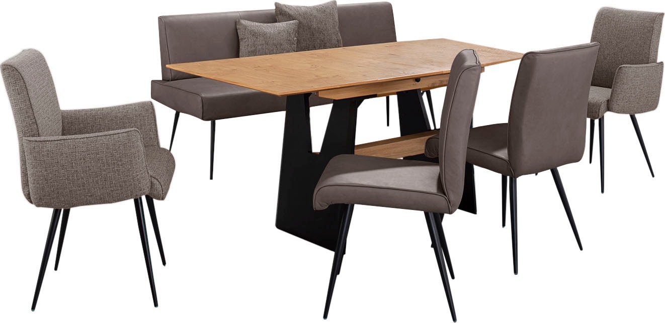 K+W Komfort & Wohnen Essgruppe »Giacomo I« Polsterbank, 2 Stühle und 2 Armlehnenstühle, 6 Stk. tlg. 2 Stühle und Bank, 2 Armlehnenstühle Stoff 775, Tisch 160 oder 180 cm
