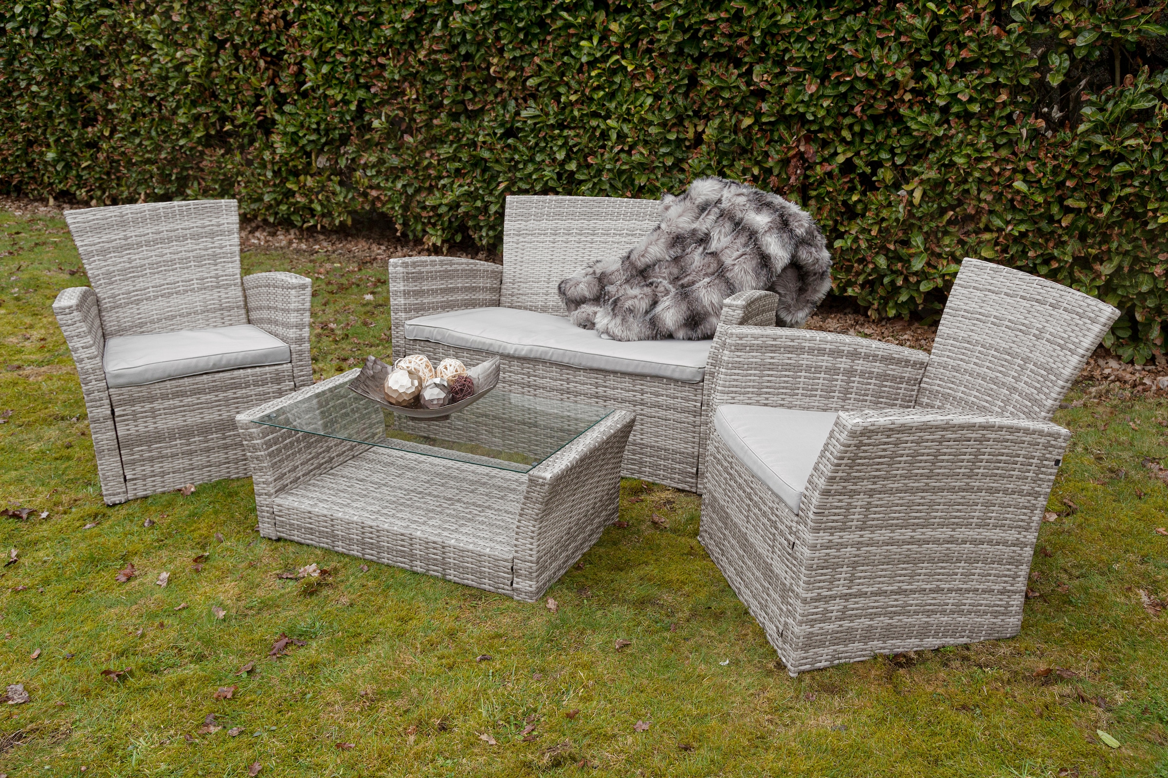 my Flair Gartenlounge-Set, (4 tlg.), 1 Sofa, 2 Sessel, 1 Tisch