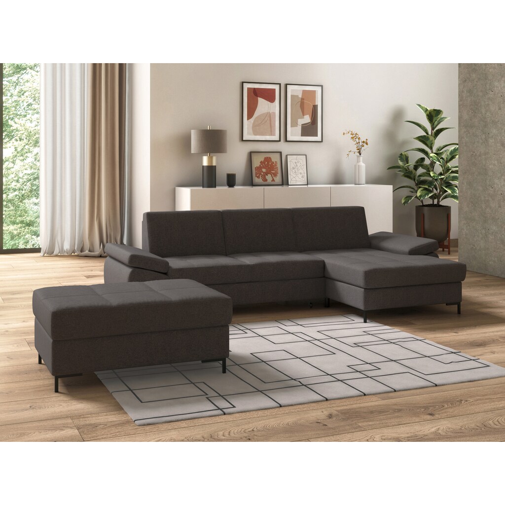 DOMO collection Ecksofa »Capelo«, mit Armteilverstellung, wahlweise mit Bettfunktion, Federkern