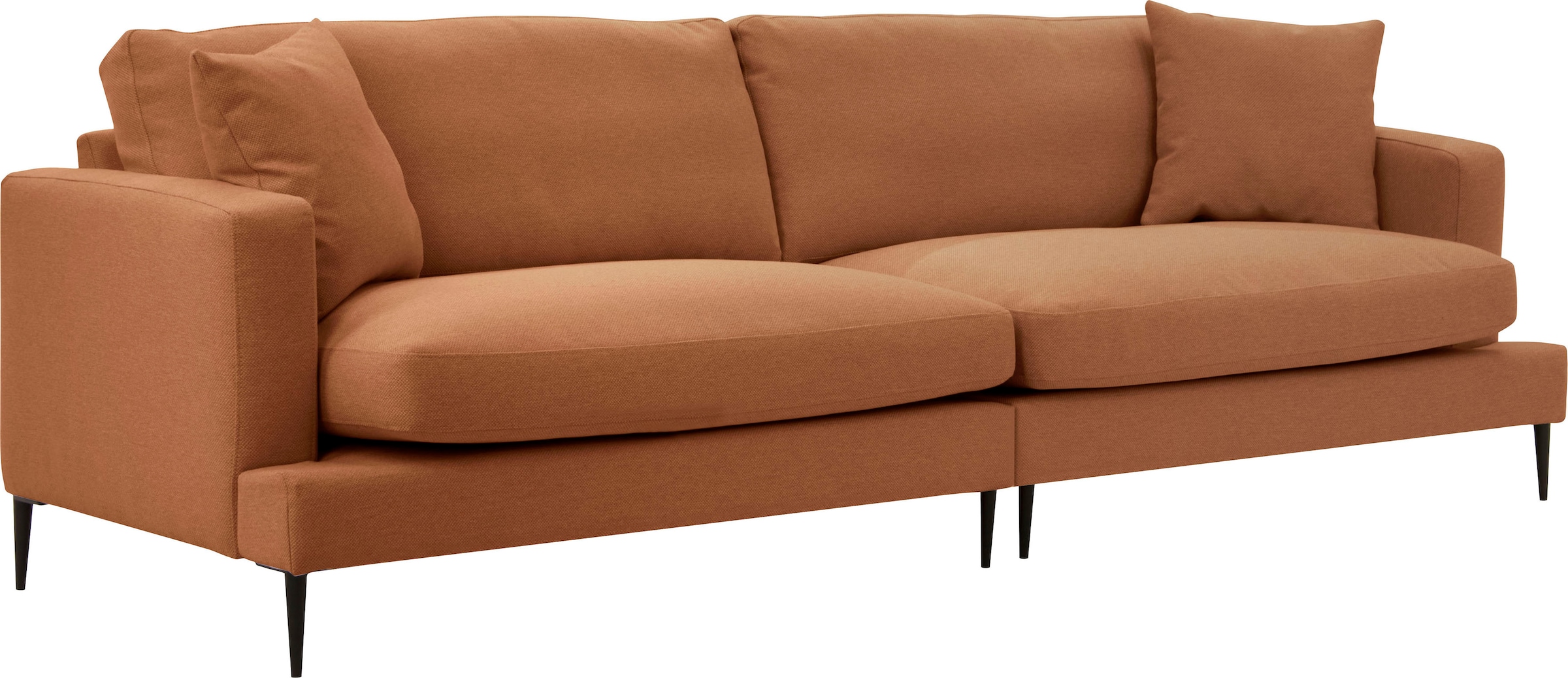 Leonique 3-Sitzer »Cozy elegantes Designsofa, Maße B/T/H: 211/97/80 cm«, mit losen Kissen und Metallbeinen
