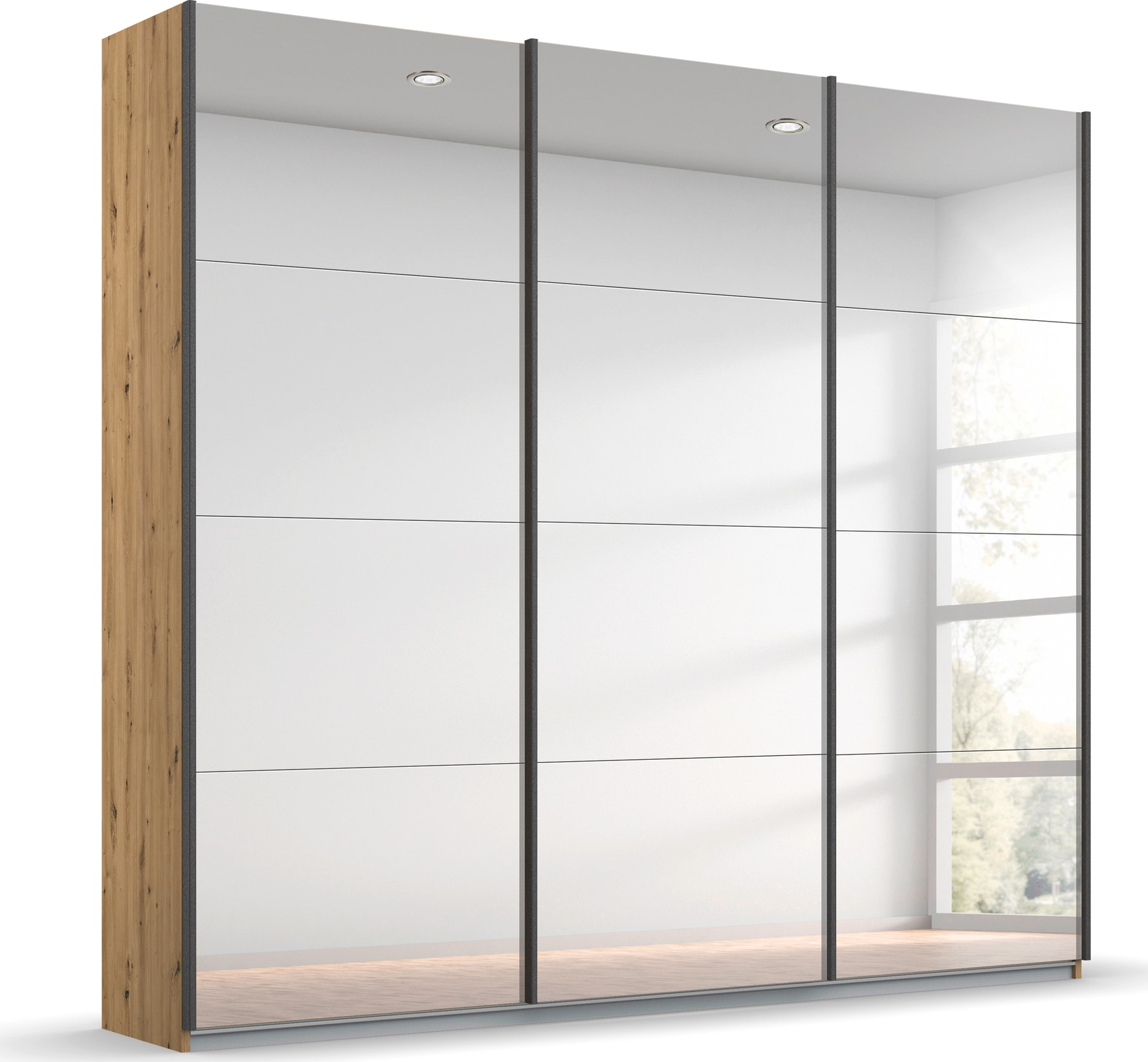rauch Schwebetürenschrank »Kleiderschrank Schrank Garderobe ORACLE mit Spiegelfront«, inkl. Schubladen-Einsatz und extra Einlegeböden MADE IN GERMANY