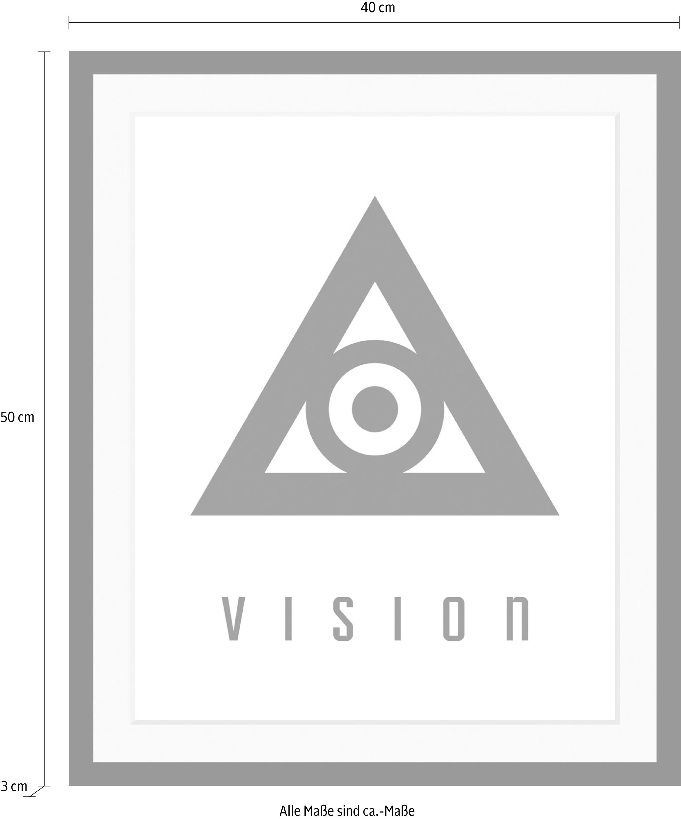 queence Bild »Vision«, Schriftzug-Schriftzüge-Motivationsbilder-Schwarz-Weiß, HD Premium Poster-Druck inkl. Holzrahmen