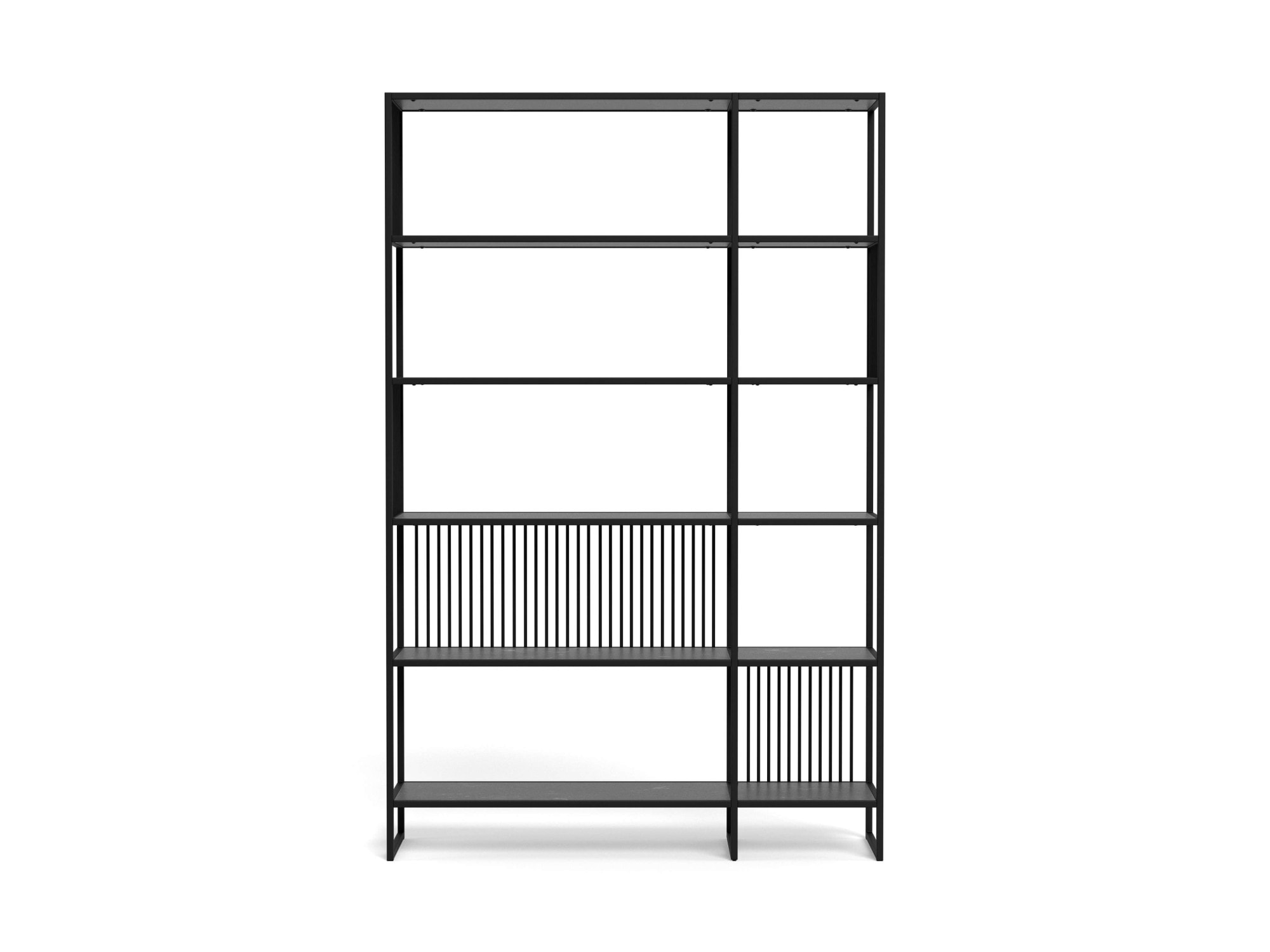 ACTONA GROUP Bücherregal »Strington, Regal, Raumteiler, Standregal« (B/T/H: 120/35/185 cm),  schwarzer Stahlrahmen, 5 Regale, Marmoroptik, FSC™