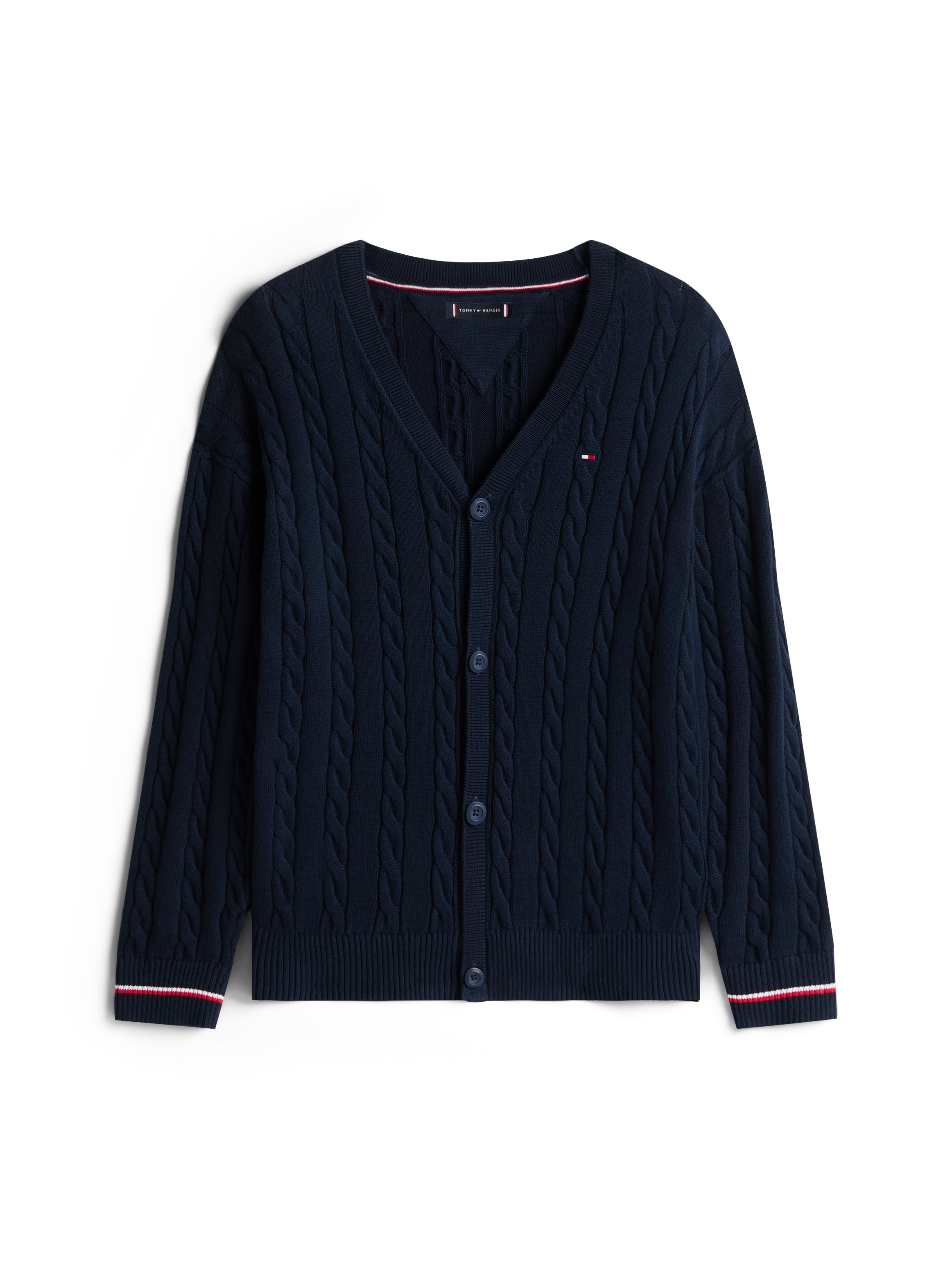 Tommy Hilfiger Strickpullover »COTTON CABLE GLOBAL STRIPE CARDI« Kinder bis 16 Jahre