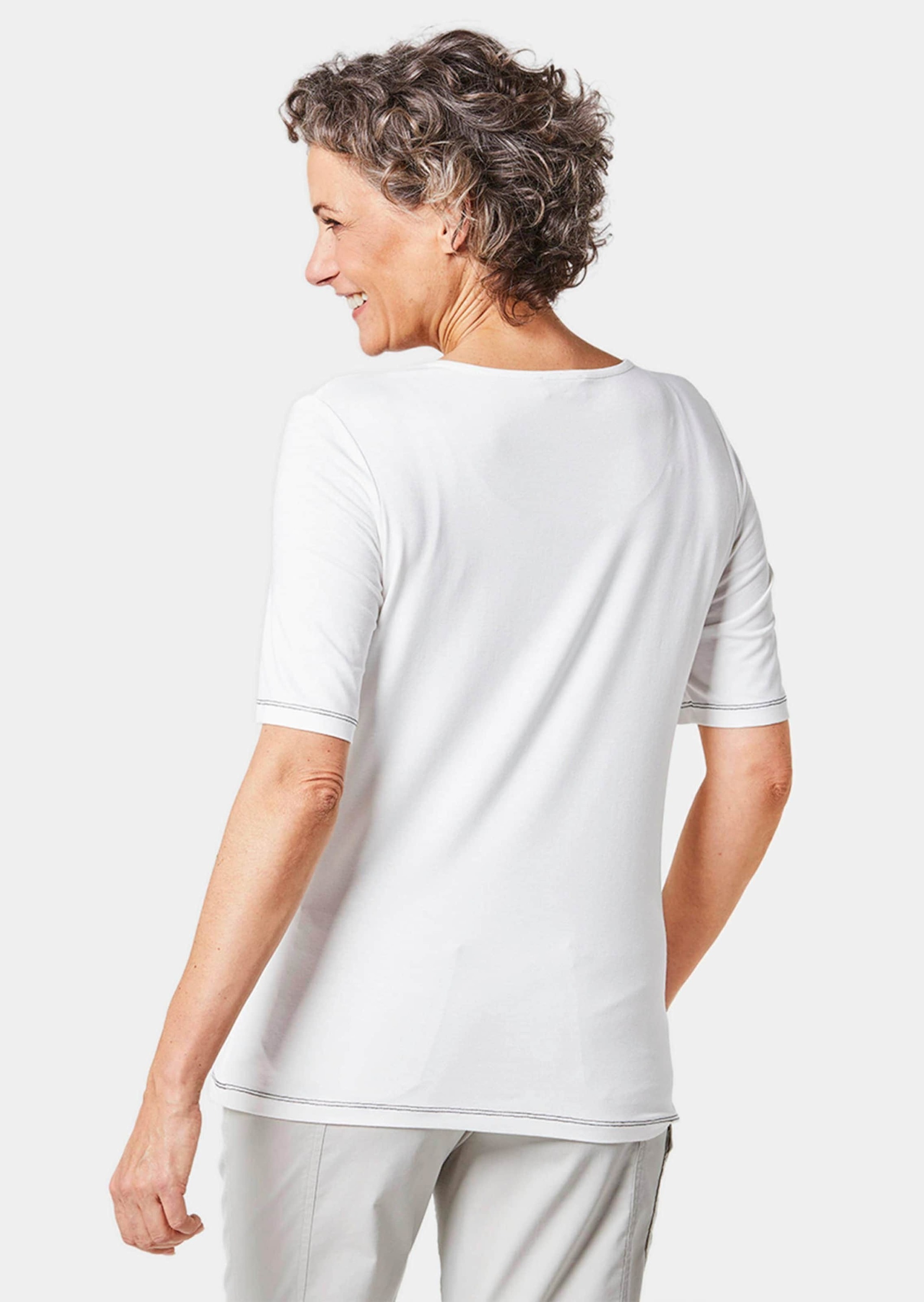 GOLDNER Kurzarmshirt »Trageangenehmes Shirt mit Frontprint«