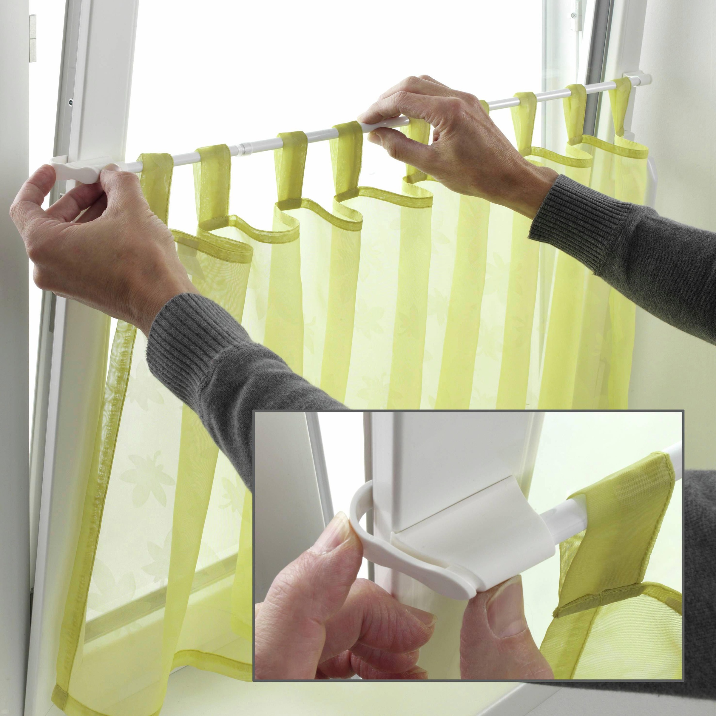 GARDINIA Scheibenstange »Spannvitrage« Ø 9 mm 1 läufig-läufig ausziehbar Serie Klemmvitrage Ø 10/12 mm