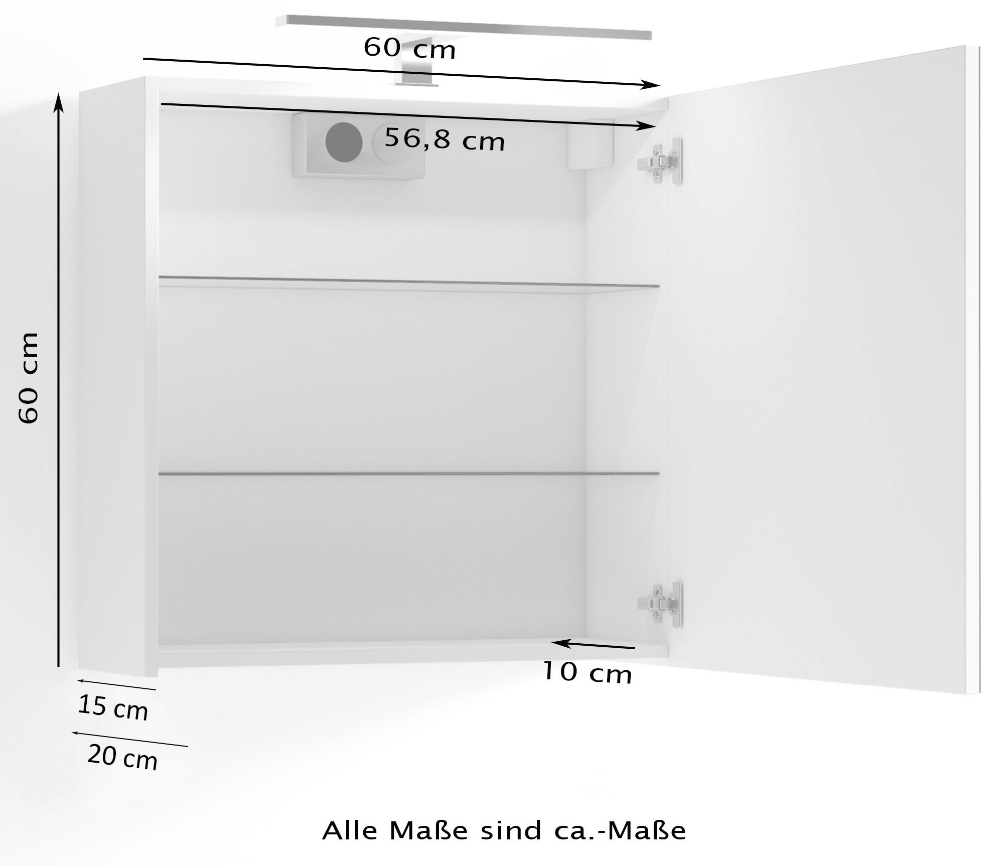 byLIVING Spiegelschrank Schalter-/Steckdosenbox LED XXL Beleuchtung »Spree«, online Garantie 3 Jahren cm, und 60 kaufen | mit mit Breite 1-türig