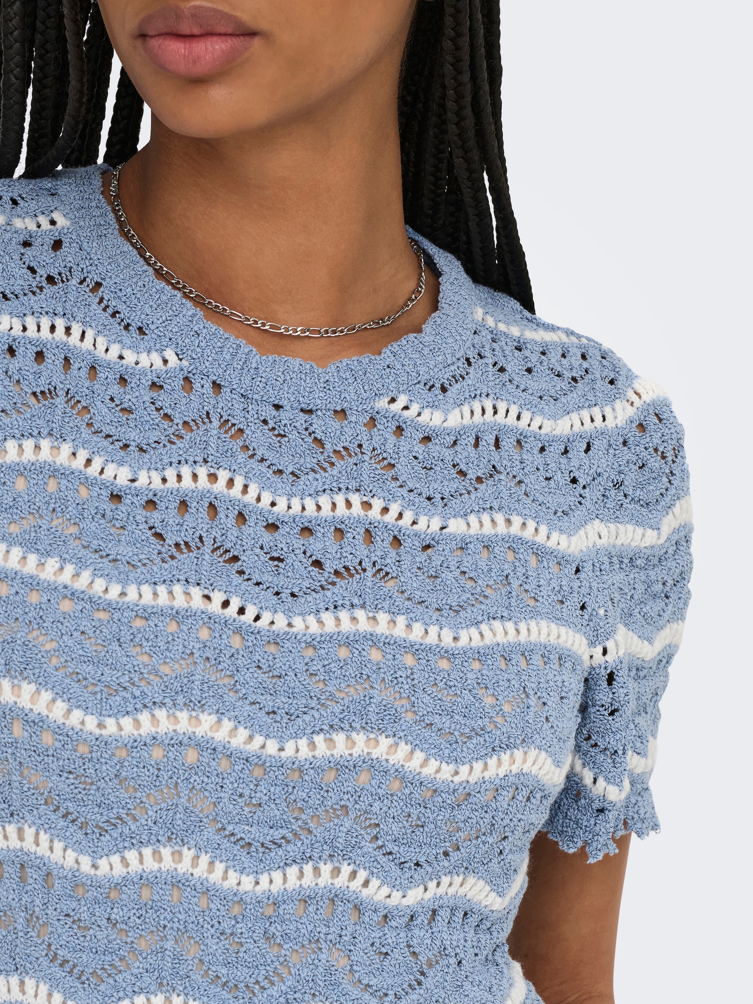 ONLY Kurzarmpullover »ONLANNASOFIA LIFE SS STRIPE O-NECK KNT«