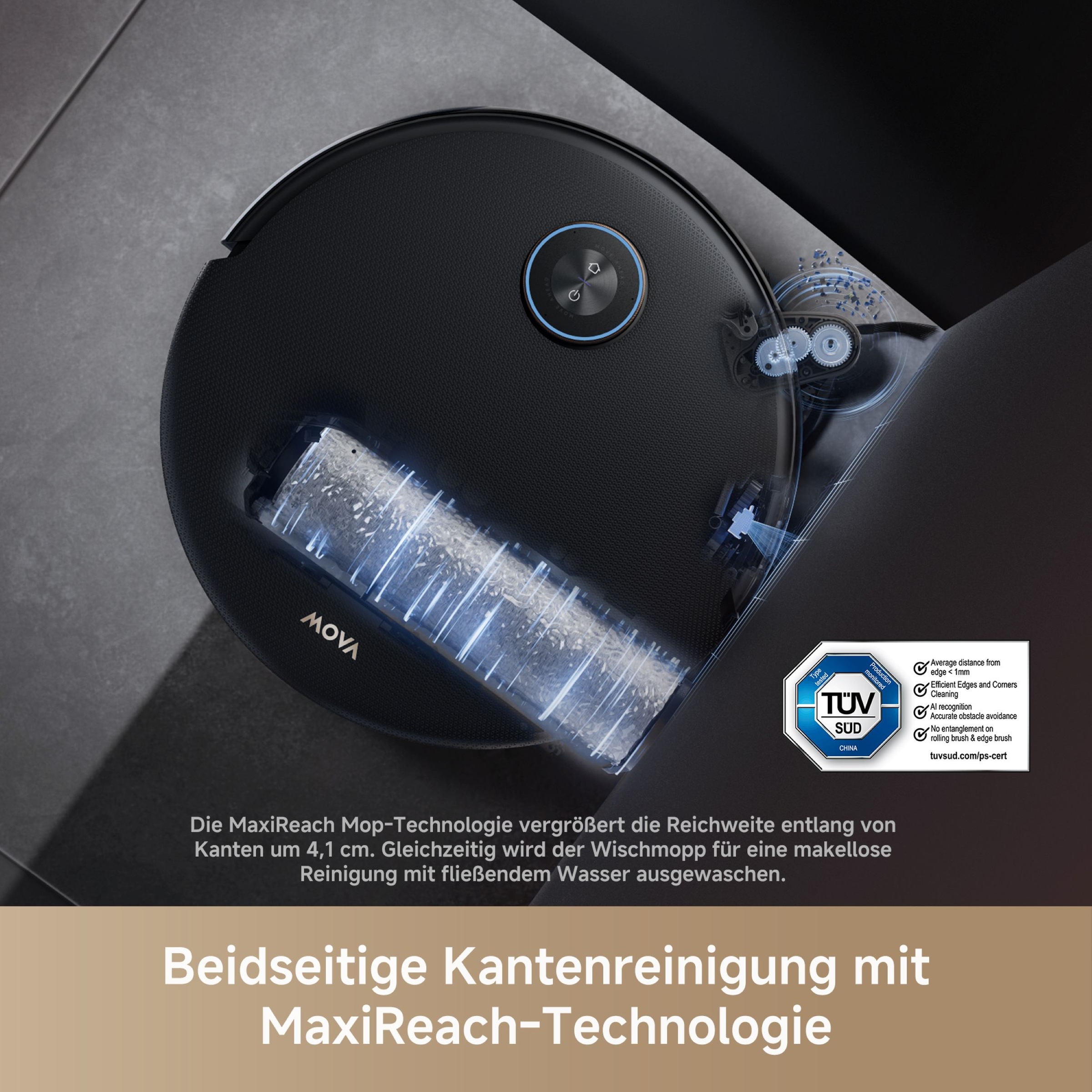 Mova Nass-Trocken-Saugroboter »Z60 Ultra Roller Complete«, Warmwasser-Wischsystem, Rollenmopp, überwindet Hindernisse, 28.000 Pa