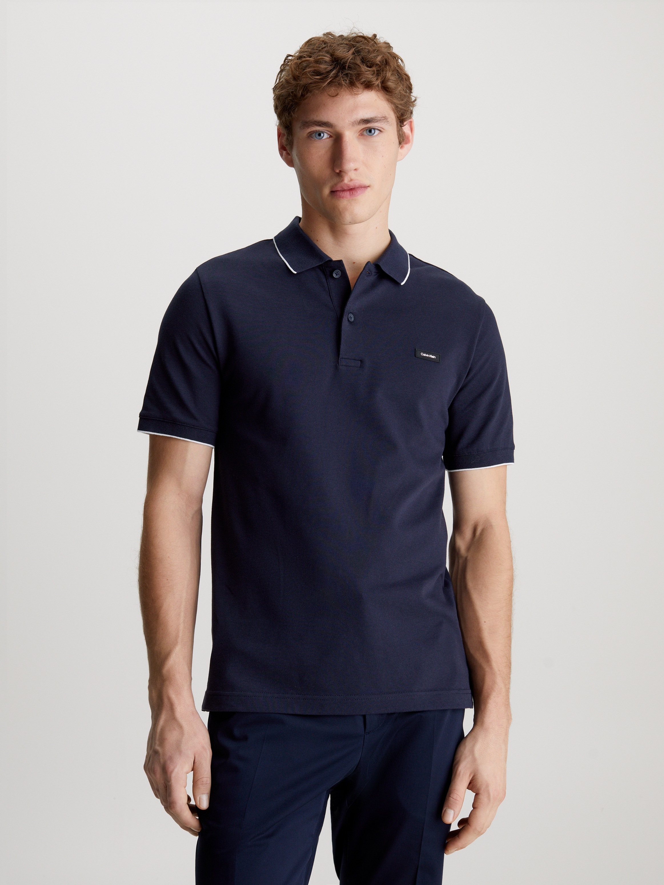 Calvin Klein Poloshirt »STRETCH PIQUE TIPPING POLO«, mit Streifendetail am Kragen