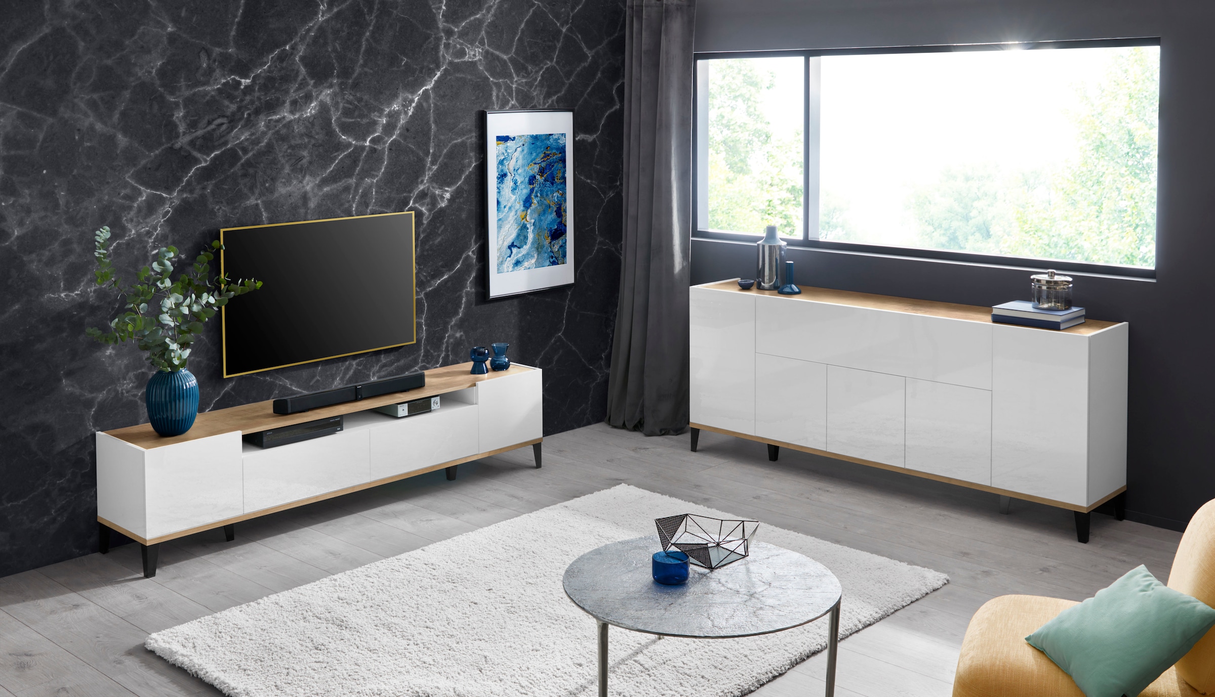 INOSIGN Sideboard »Sunrise«, Kommode mit 5 Türen und 1 Klapptür, Breite 200 cm