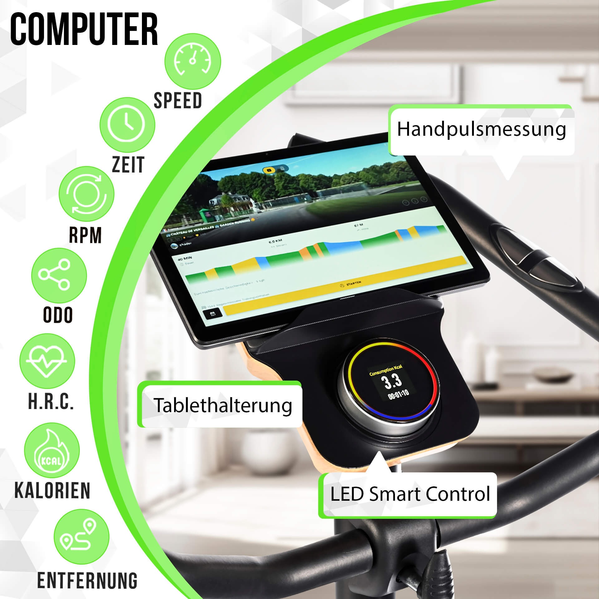 Christopeit Sport® Ergometer »ET 3.2«, (Elegante Holzoptik, Kinomap kompatibel), Schwungmasse ca. 7 kg, 32 Widerstandsstufen