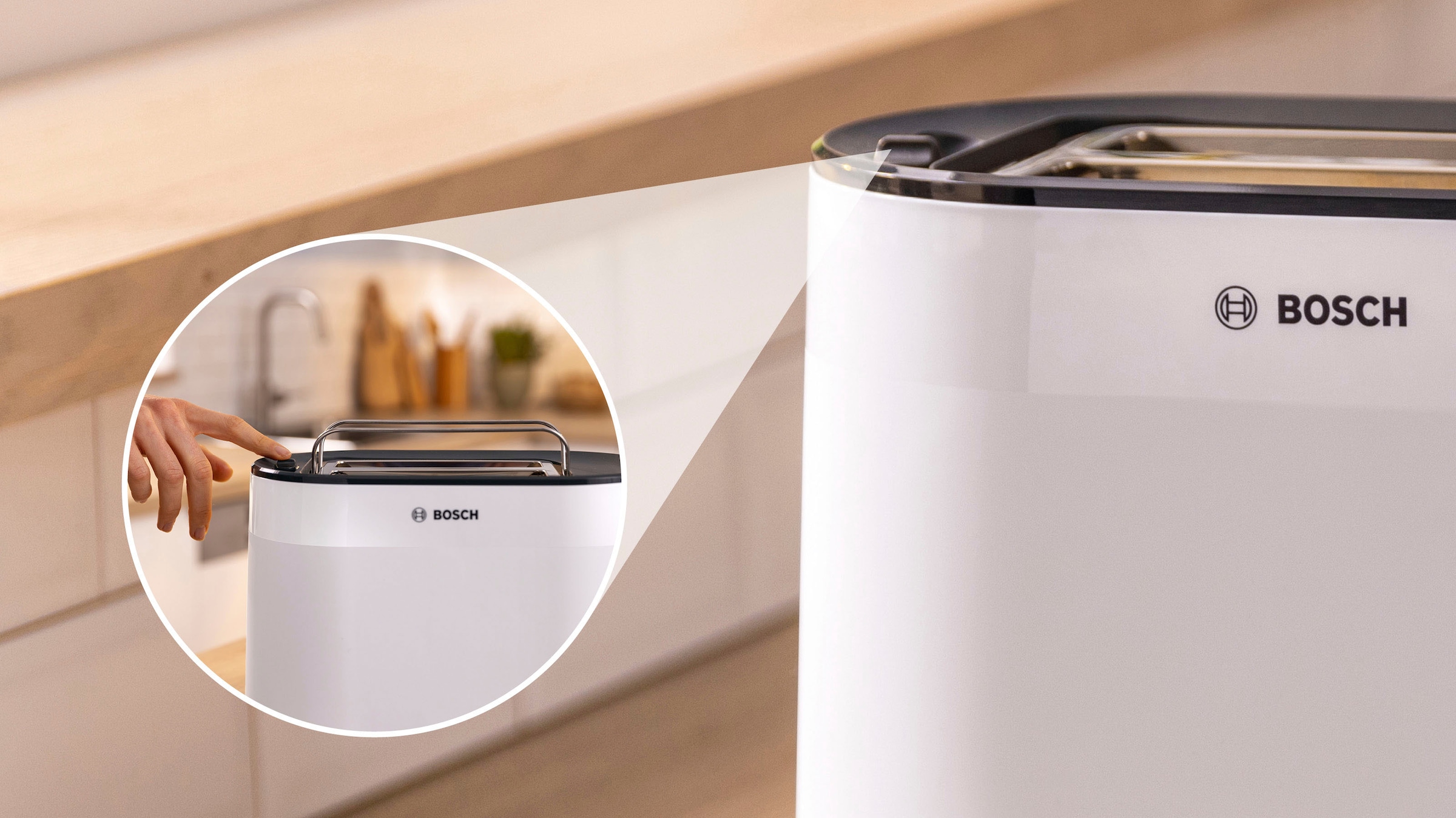 BOSCH Toaster »MyMoment TAT2M121«, 2 Schlitze, für 2 Scheiben, 950 W, integrierter Brötchenaufsatz, Auftaufunktion, Brotzentrierung, AutoOff