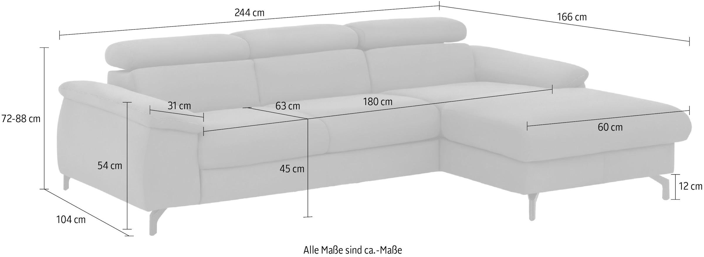 COTTA Ecksofa »Kitty L-Form«, mit Kopfteilverstellung, wahlweise mit Bettfunktion & Bettkasten