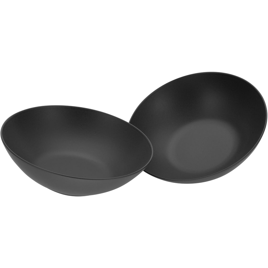 CreaTable Salatschüssel »Soft Touch Black«, 2 tlg., aus Steinzeug, Ø 24 cm
