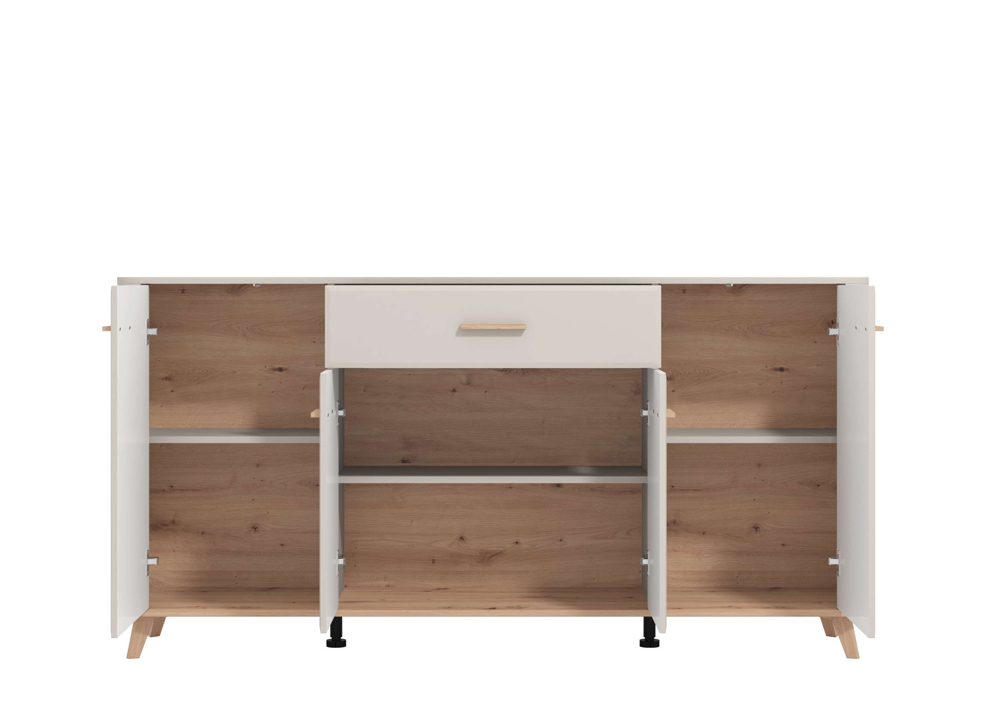 Home affaire Sideboard »Darwen Kombikommode, Sideboard, Schubladenkommode« Abgerundete Kanten, matte Kaschmir-Oberflächen, Maße: 179,5x40x90,5 cm