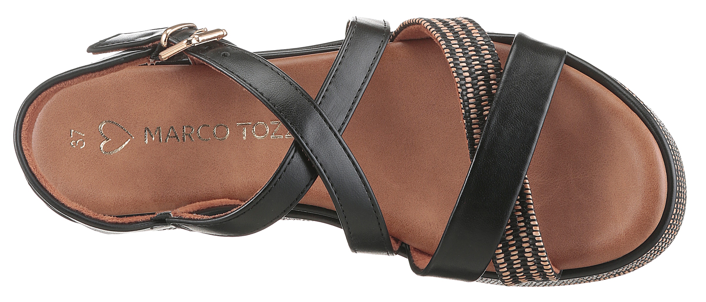 MARCO TOZZI Plateausandaletten  , Sandale, Sommerschuh mit feinen, gekreuzten Riemchen