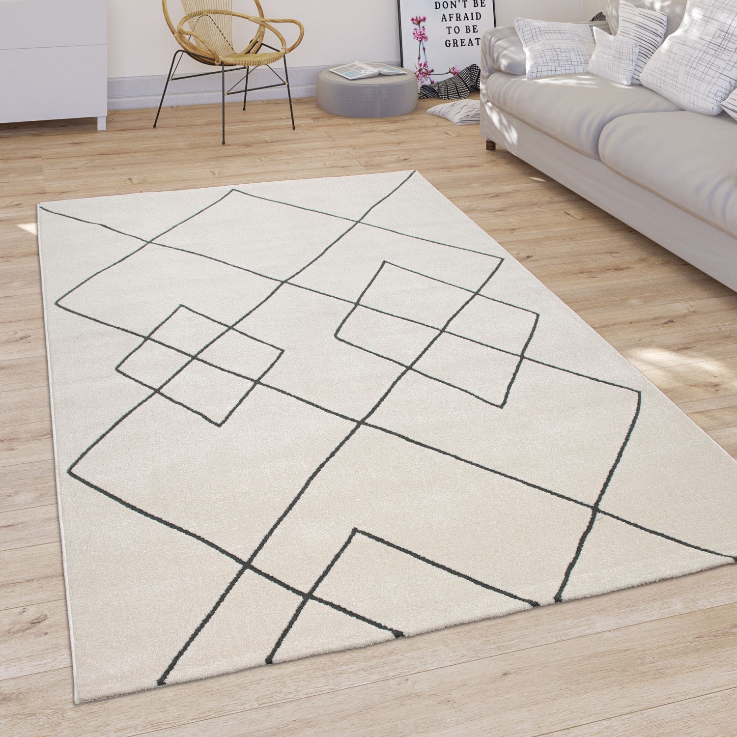 Paco Home Teppich »Haral 785«, rechteckig, 9 mm Höhe, Kurzflor, Scandi Design, Rauten Motiv