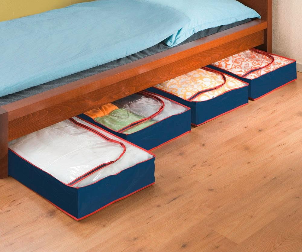 Maximex Unterbettkommode »Blau-Rot«, (Set, 8 St.), Aufbewahrungsbox für Kleidung, platzsparend, Schutz vor Staub & Motten
