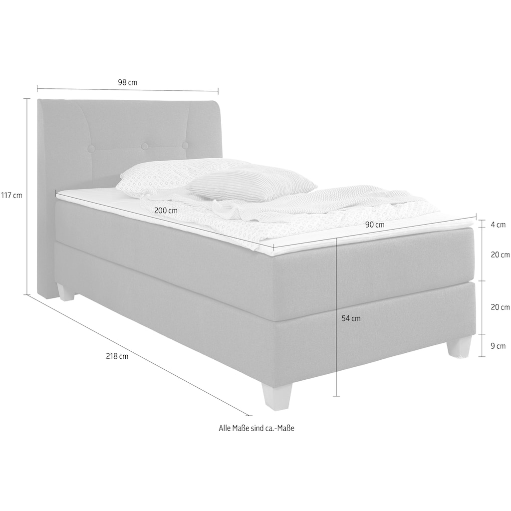 Home affaire Boxspringbett »Calloway«, inkl. Topper, XXL-Ausführung, in 4 Farben, 5 Breiten, 3 Matratzenarten