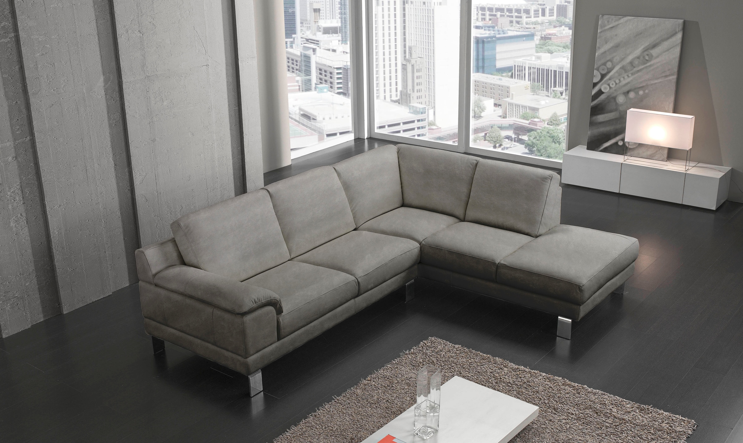 Egoitaliano Ecksofa »Shakira, Design und Sitzkomfort auf hohem Niveau, tolle Details« mit Ottomane, L-Form, elegante Metallfüße