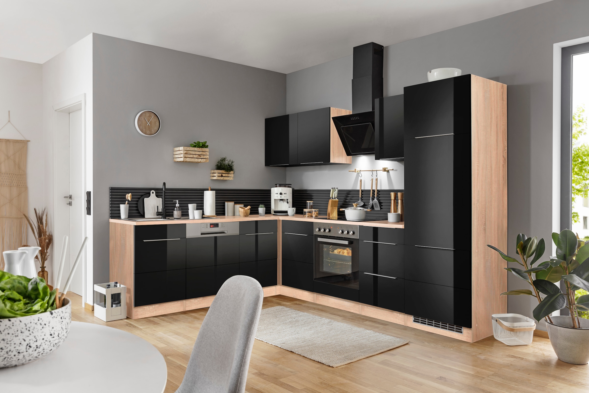 KOCHSTATION Winkelküche »KS-Brindisi«, Stellbreite 220/280 cm, wahlweise mit E-Geräten, mit MDF-Fronten