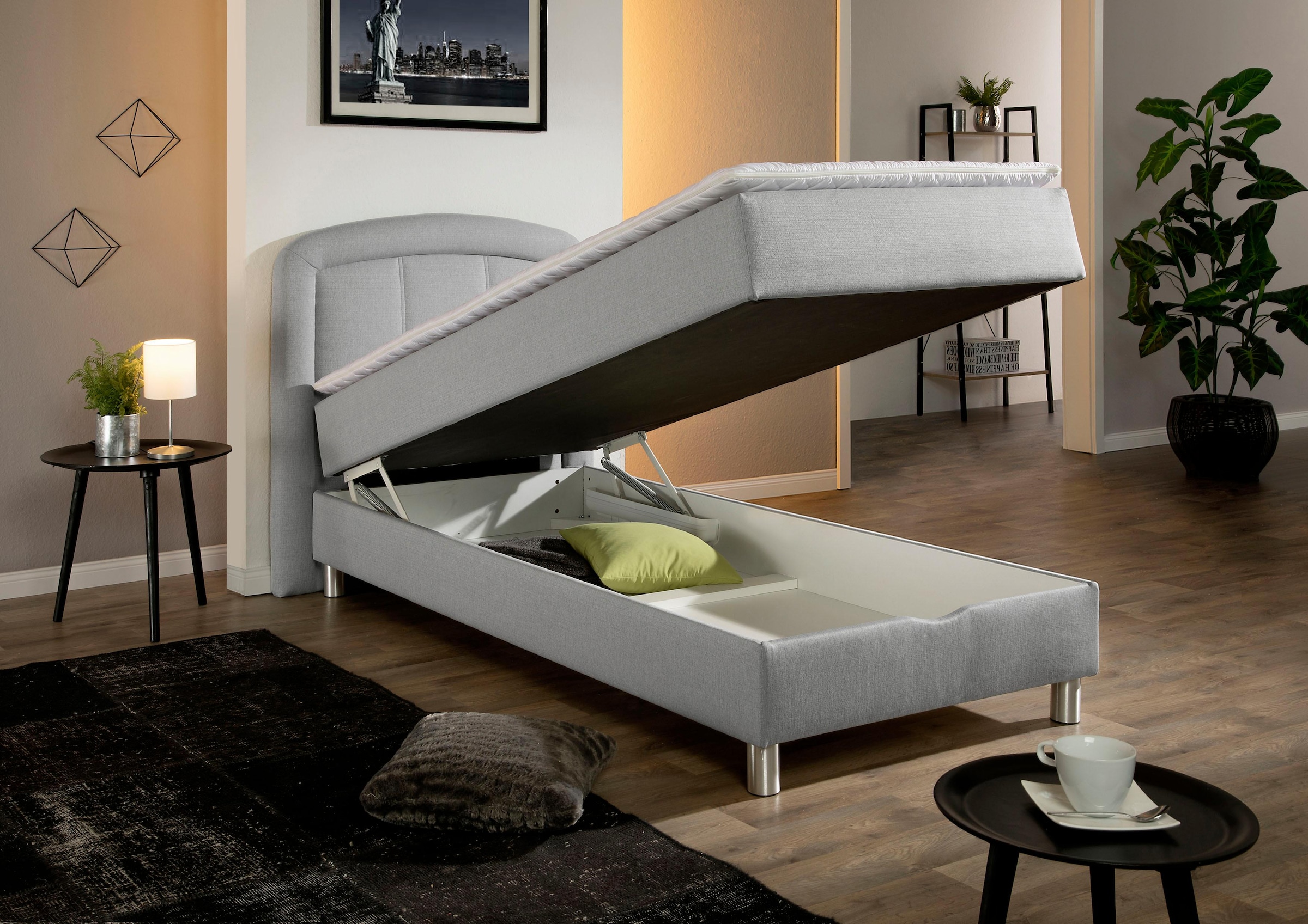 Maintal Polsterbett »Lucas« mit Bettkasten, in 4 Breiten und wahlweise 2 Matratzenarten