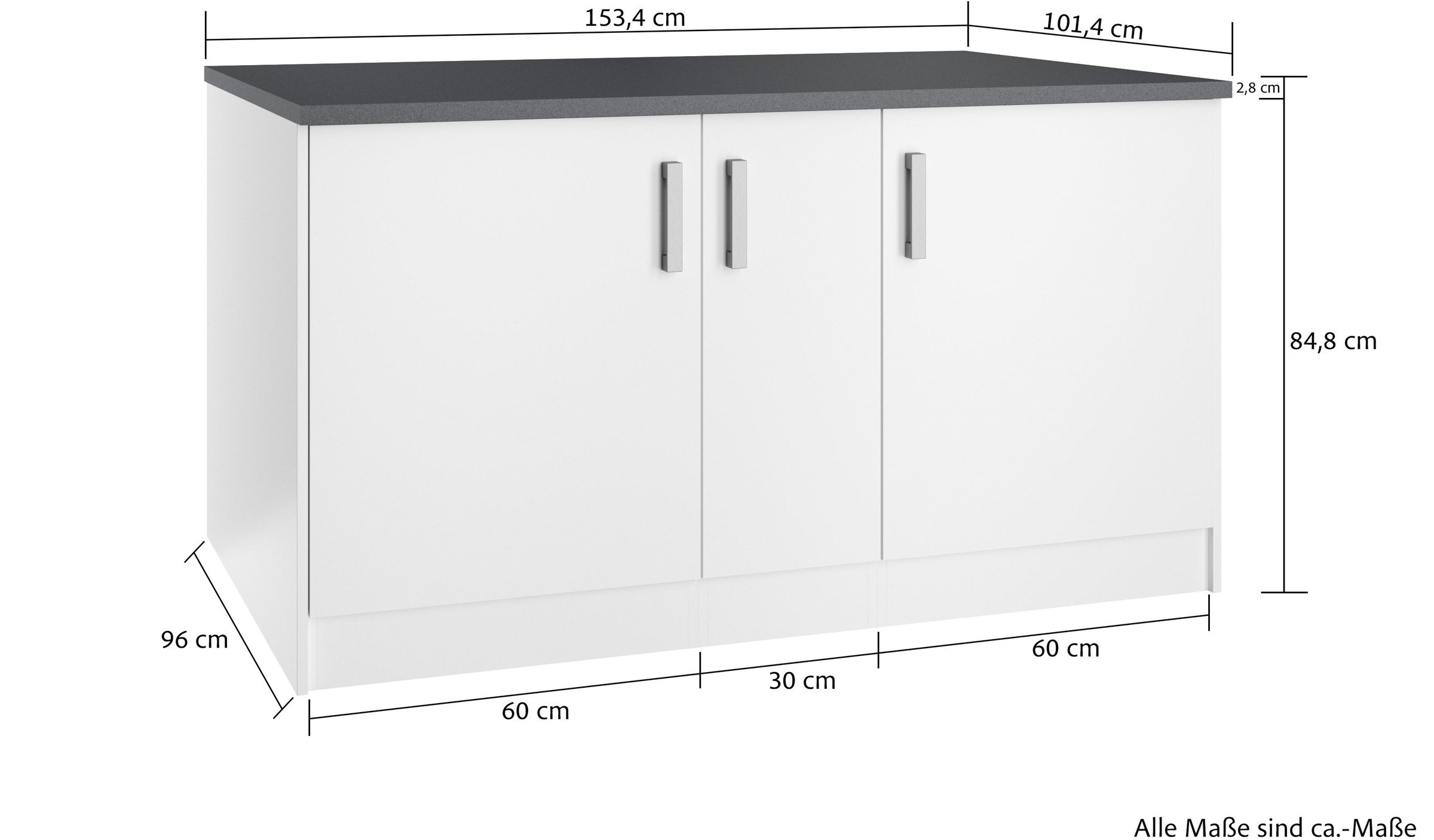 KOCHSTATION Kücheninsel »KS-Toronto« Breite 153 cm, MDF-Fronten, Flaschenregal