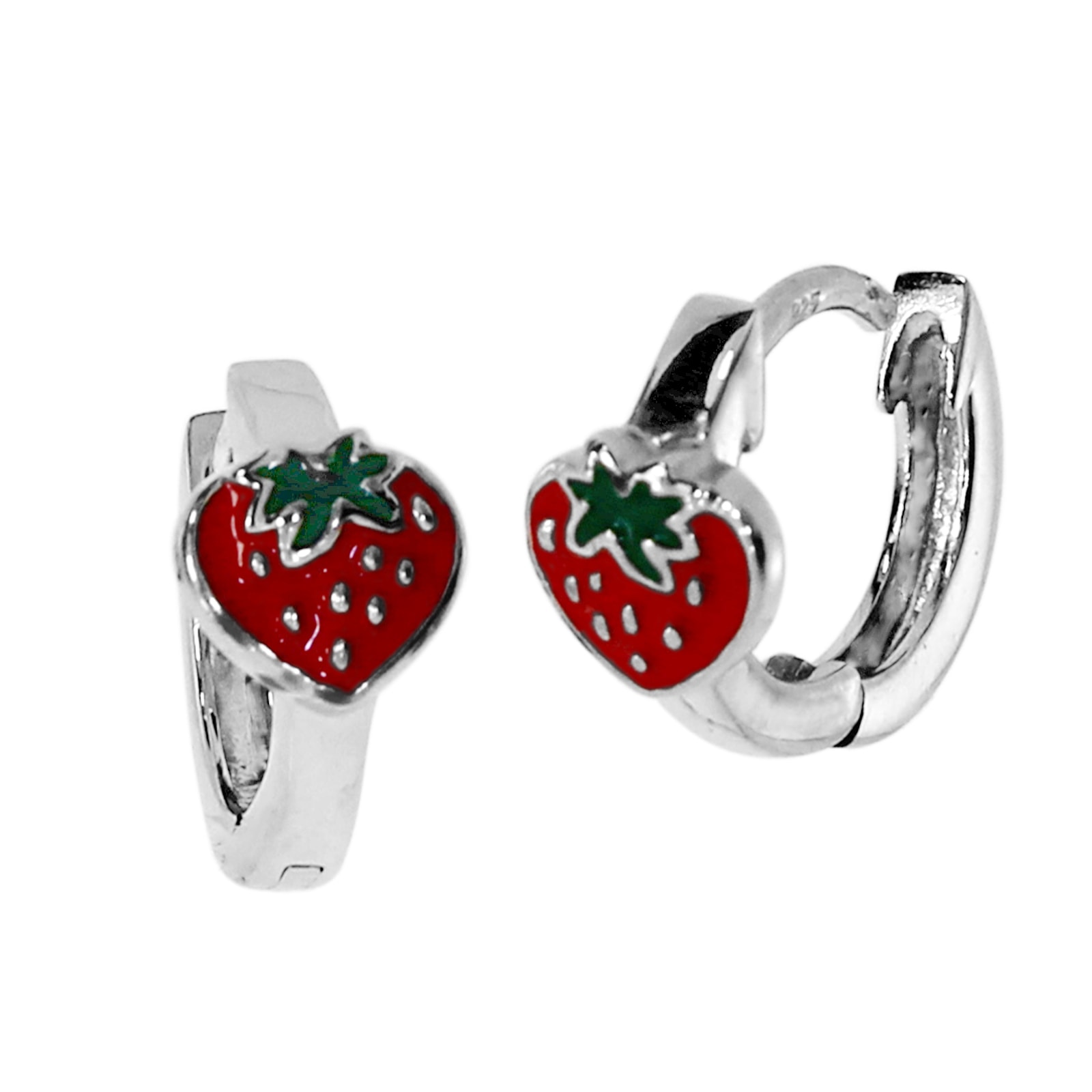 OSTSEE-SCHMUCK Klappcreolen »- Erdbeere - Silber 925/000 -,«