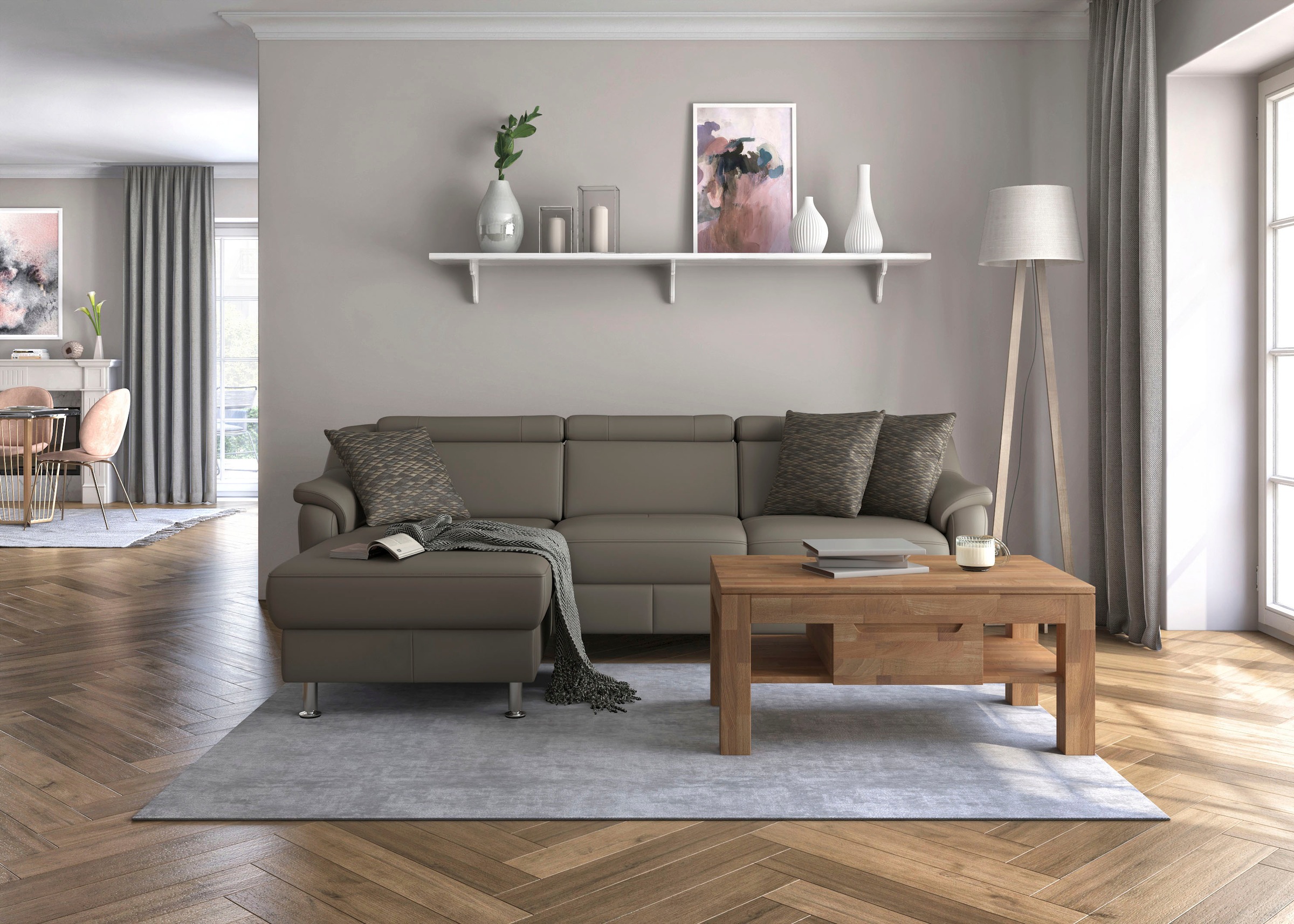 sit&more Ecksofa »Freetown L-Form«, inklusive Kopfteilverstellung und komfortablem Federkern