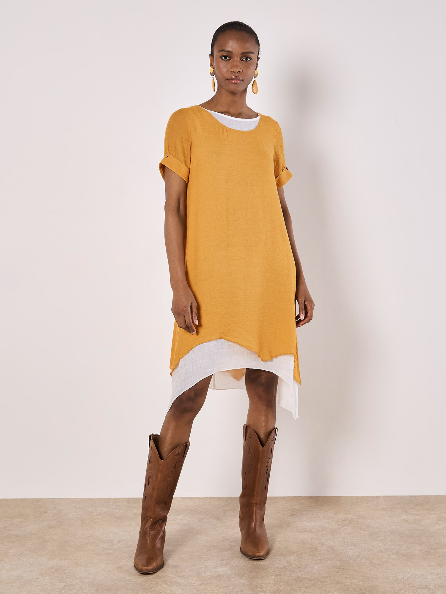 Apricot Partykleid »Minikleid« 1 tlg. mit Umgeschlagärmeln
